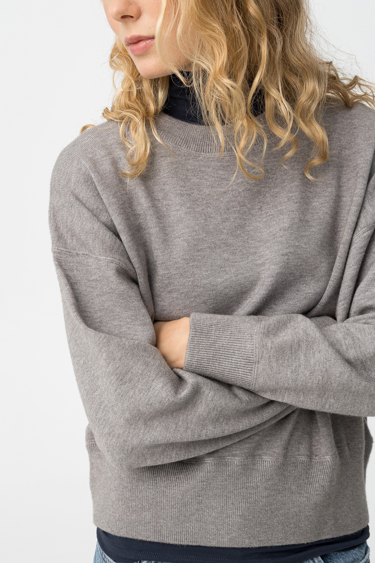 Grey Melange Knit Sweater