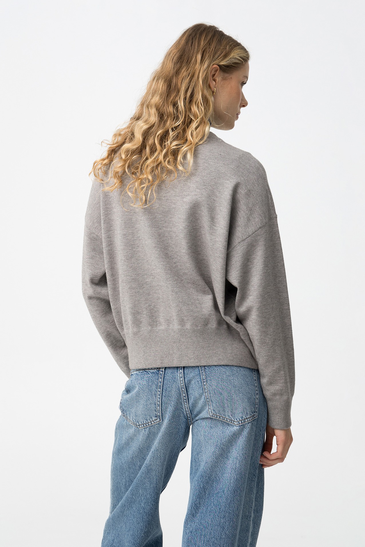Grey Melange Knit Sweater