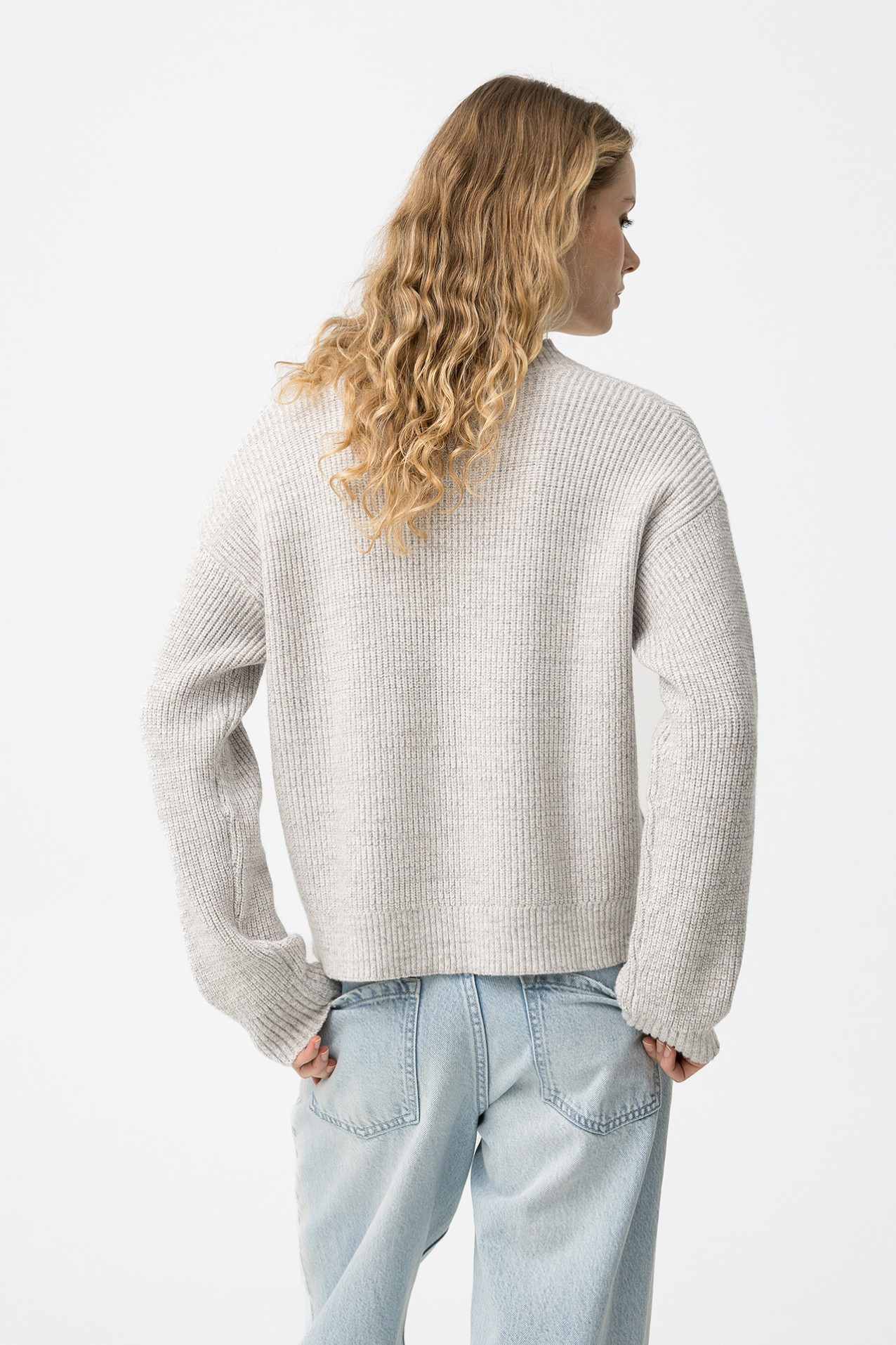 Grey Melange Knit Sweater