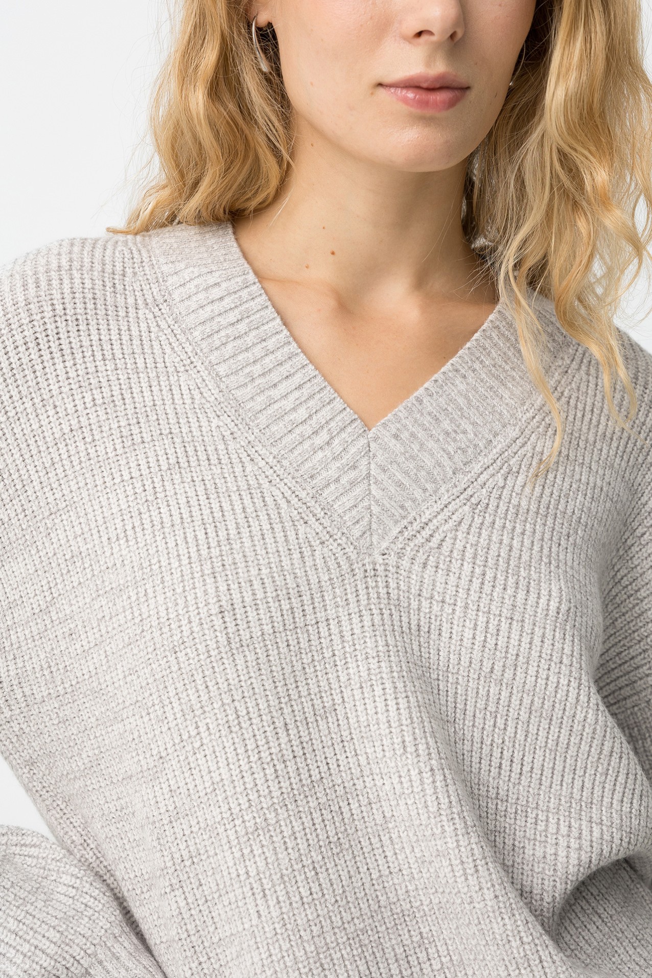Grey Melange Knit Sweater