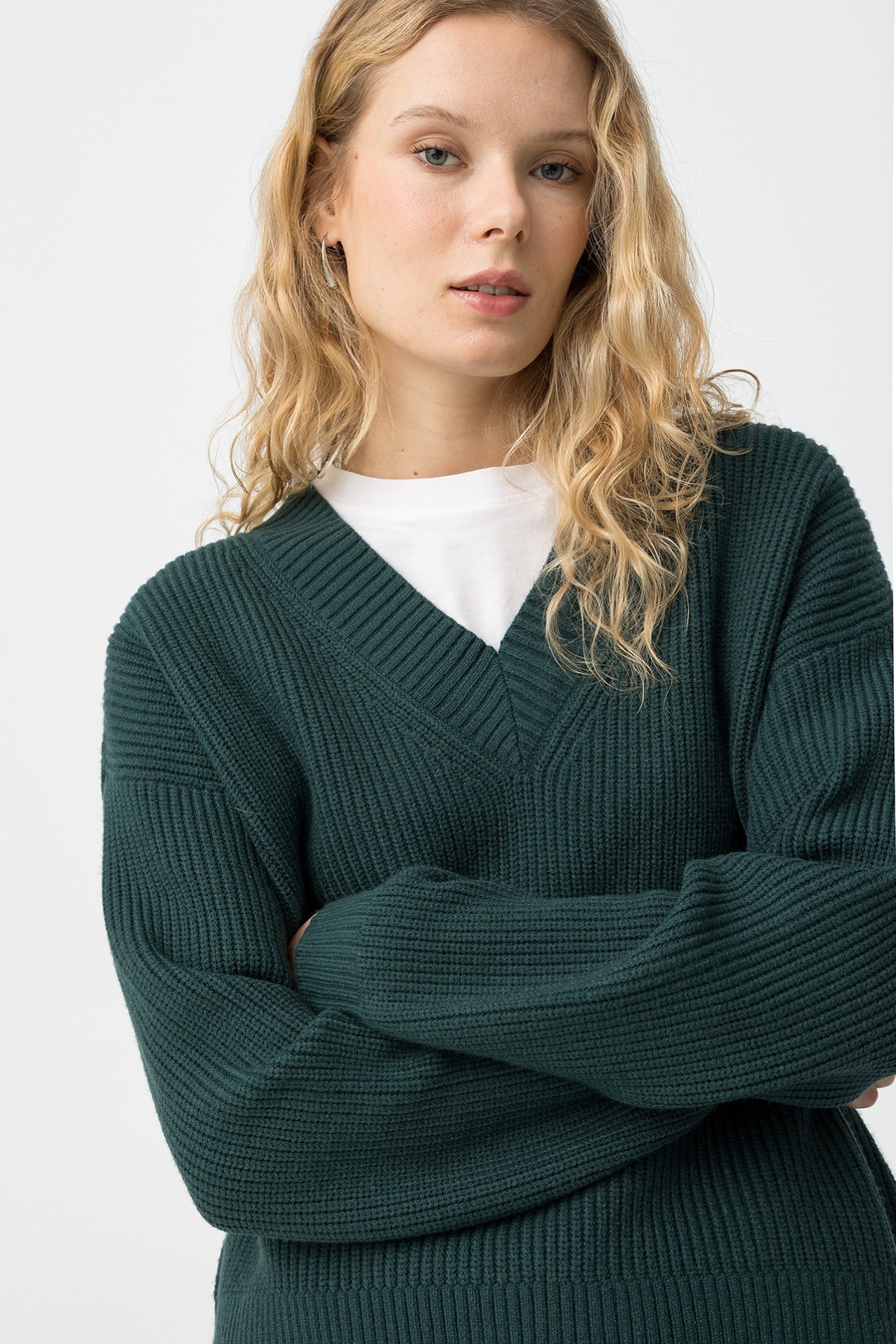 Camisola Tricotada Verde Relaxed