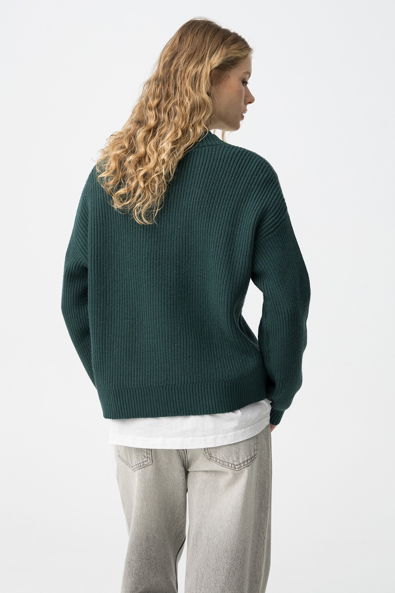 Camisola Tricotada Verde Relaxed