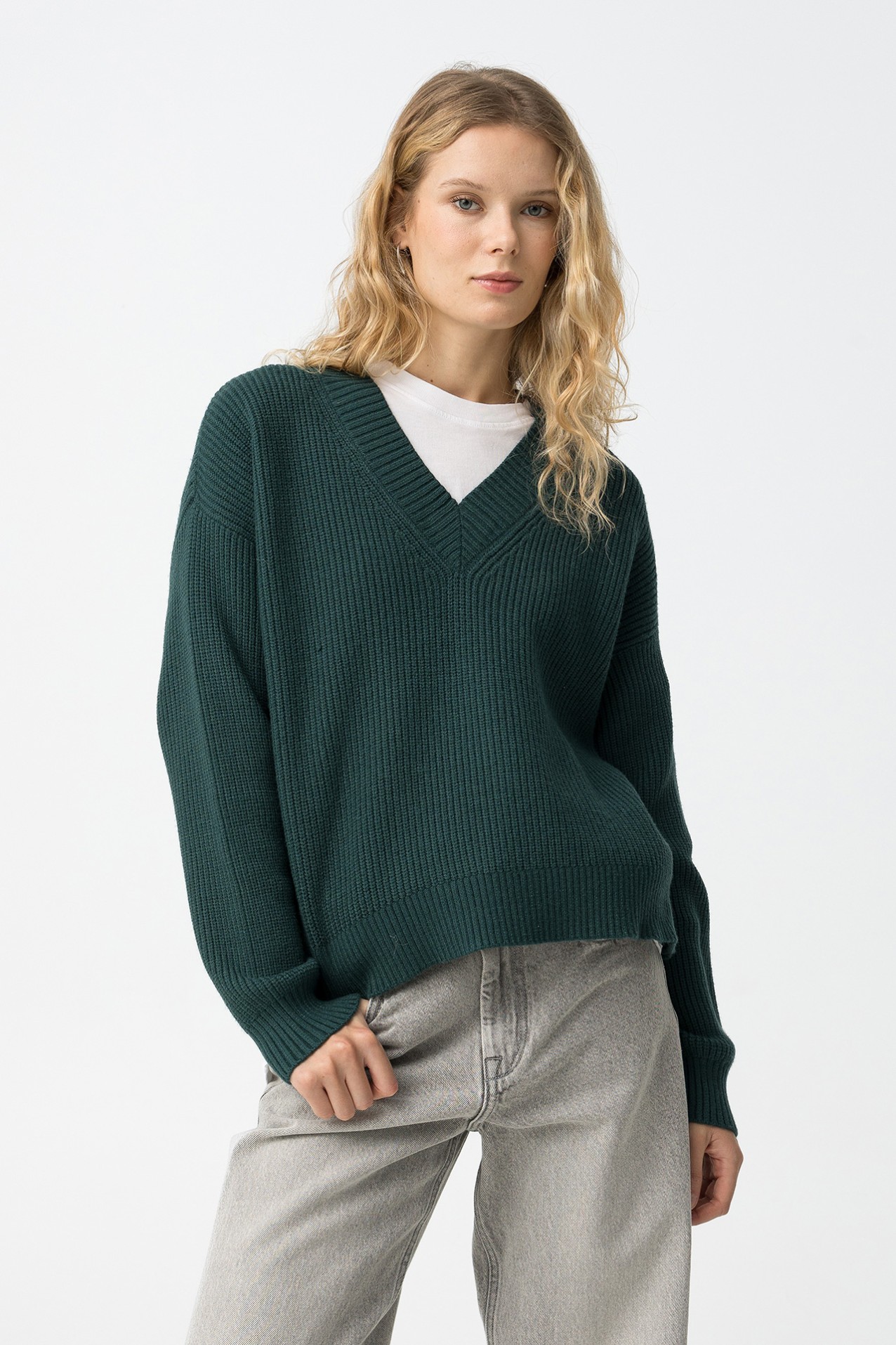 Camisola Tricotada Verde Relaxed