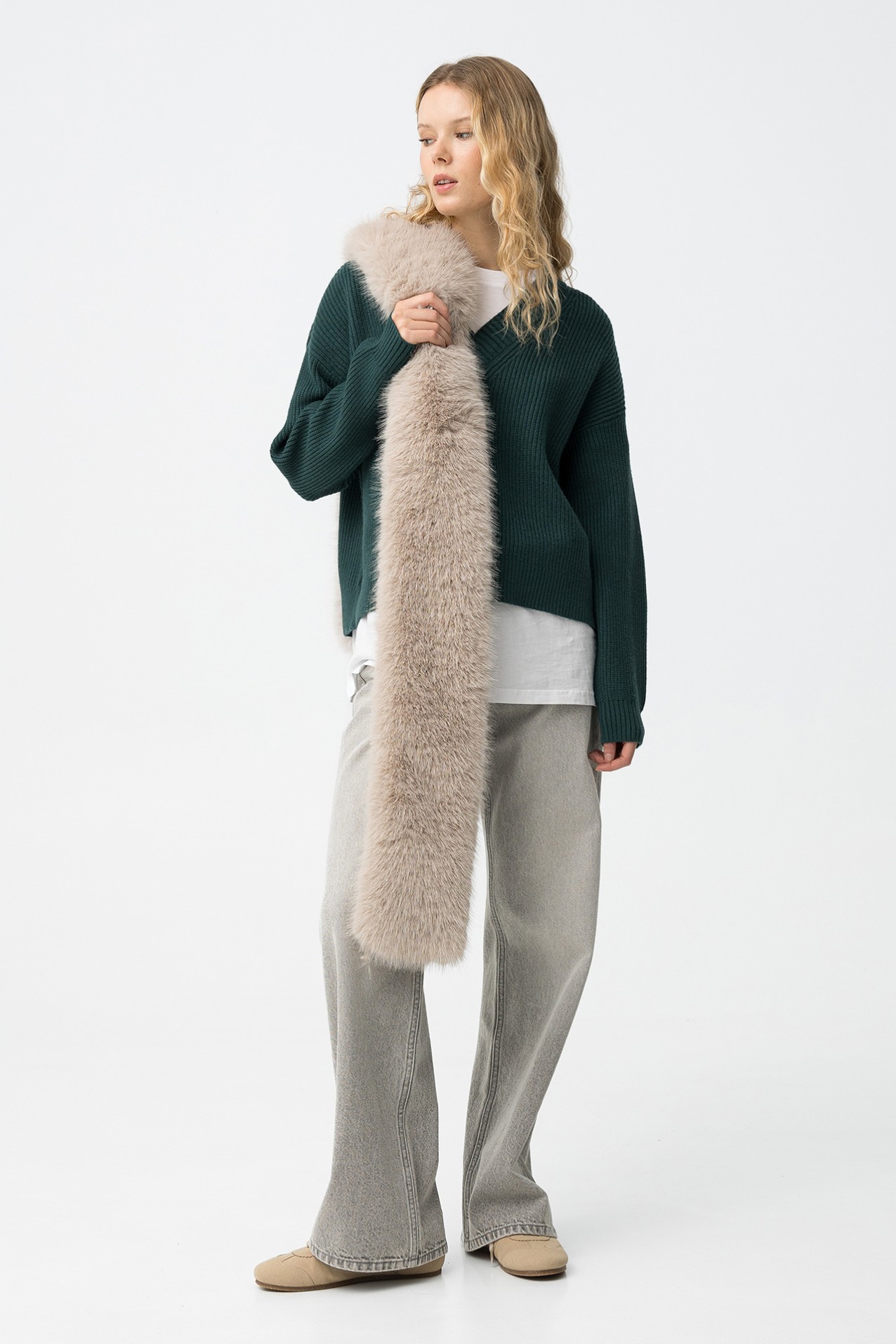 Camisola Tricotada Verde Relaxed