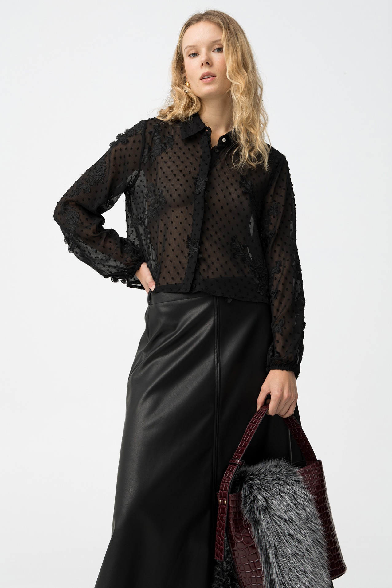 Sheer Black Floral Shirt