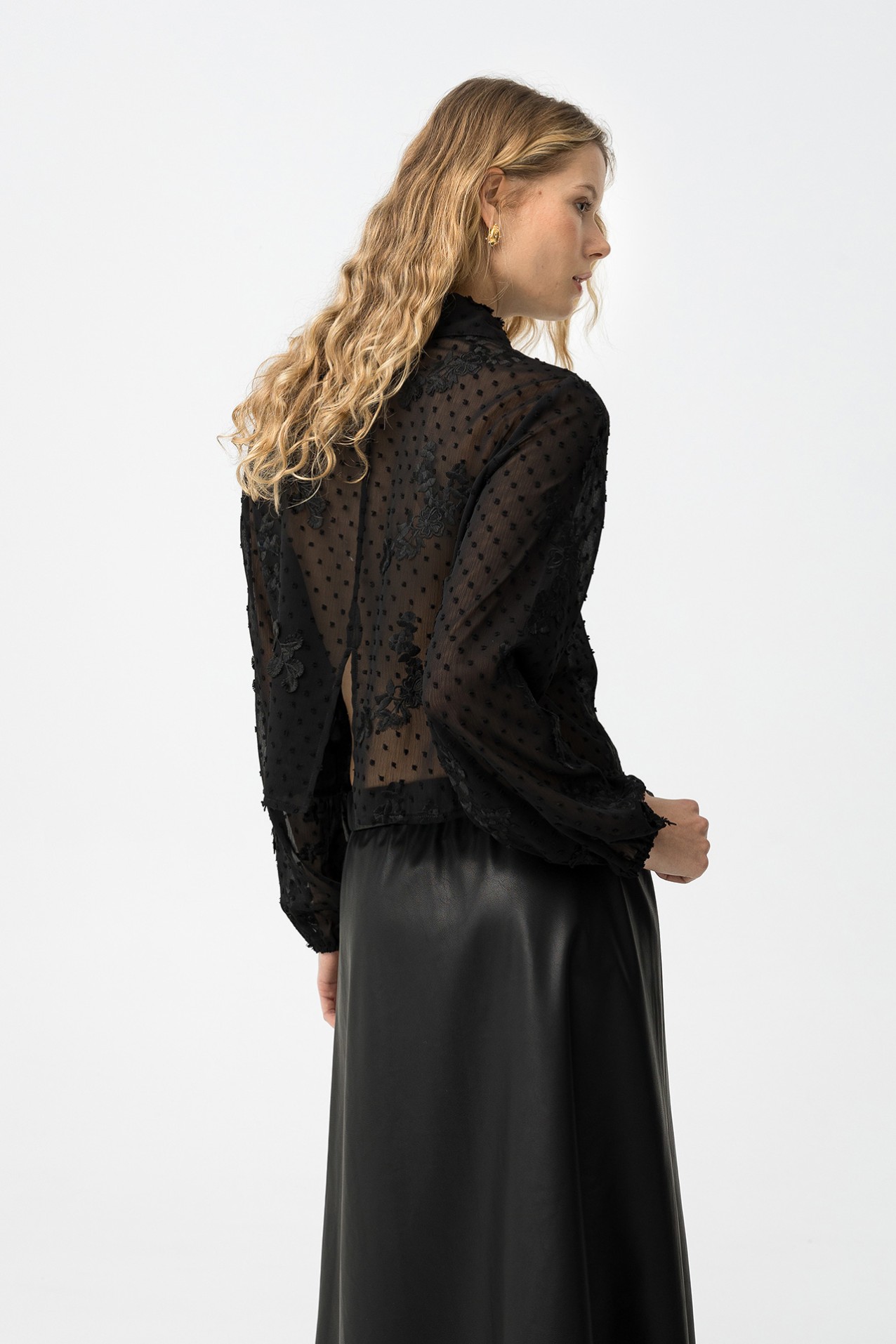 Sheer Black Floral Shirt