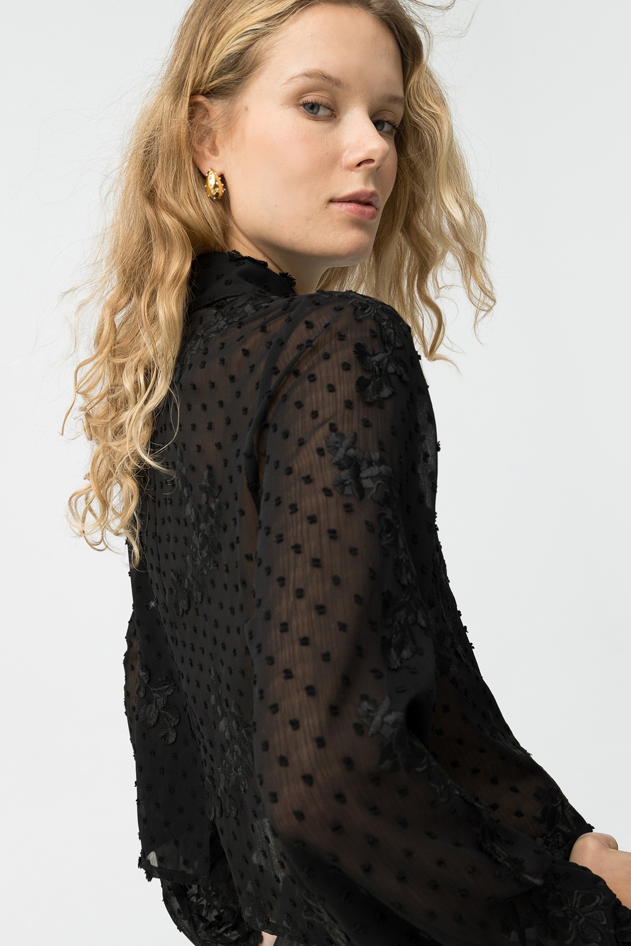 Sheer Black Floral Shirt