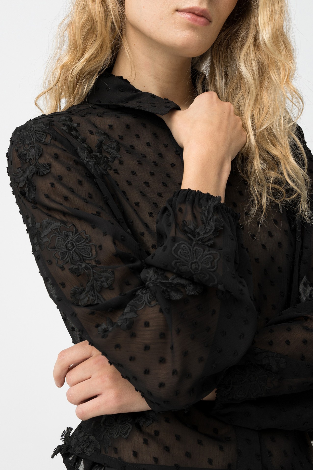 Sheer Black Floral Shirt