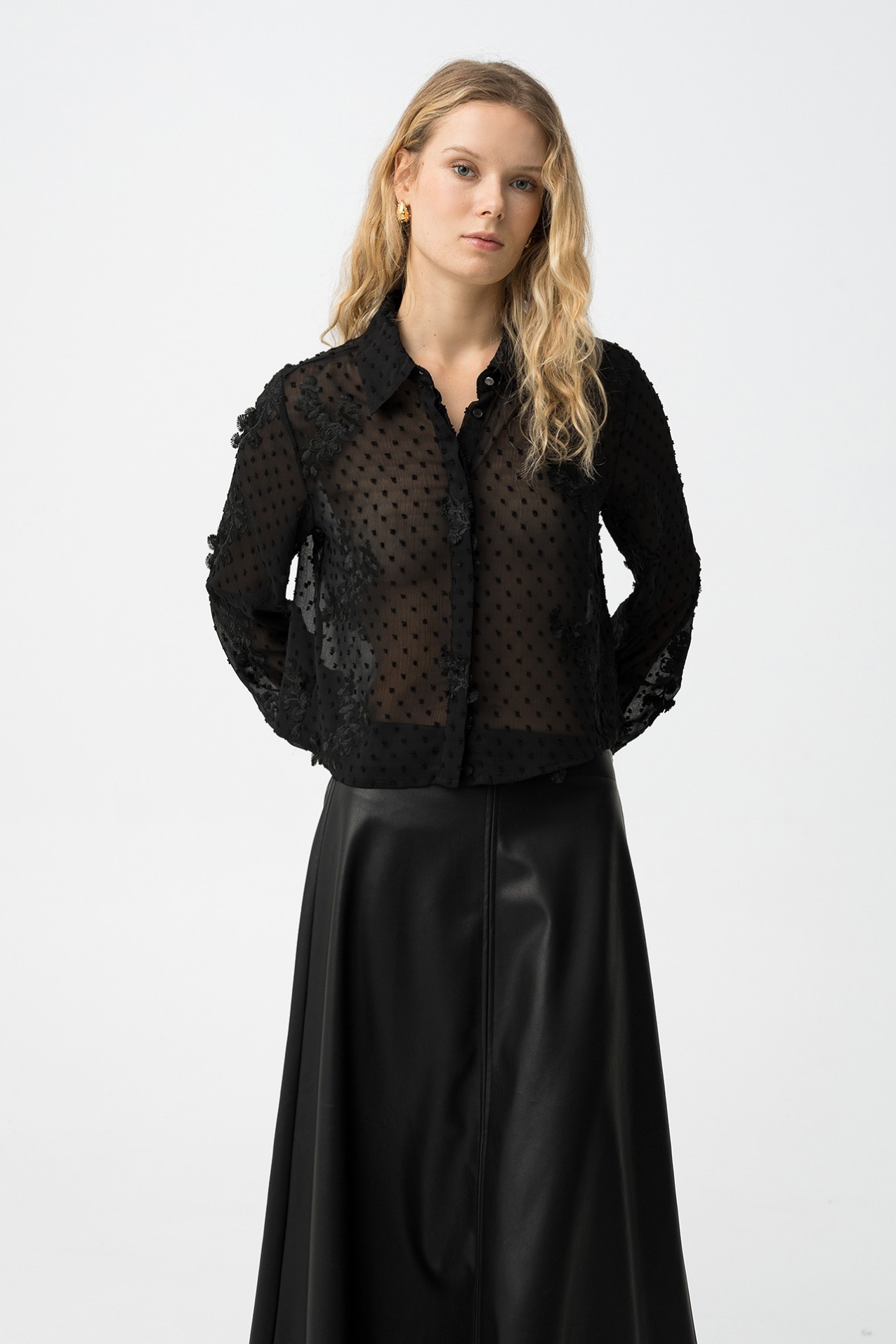 Sheer Black Floral Shirt