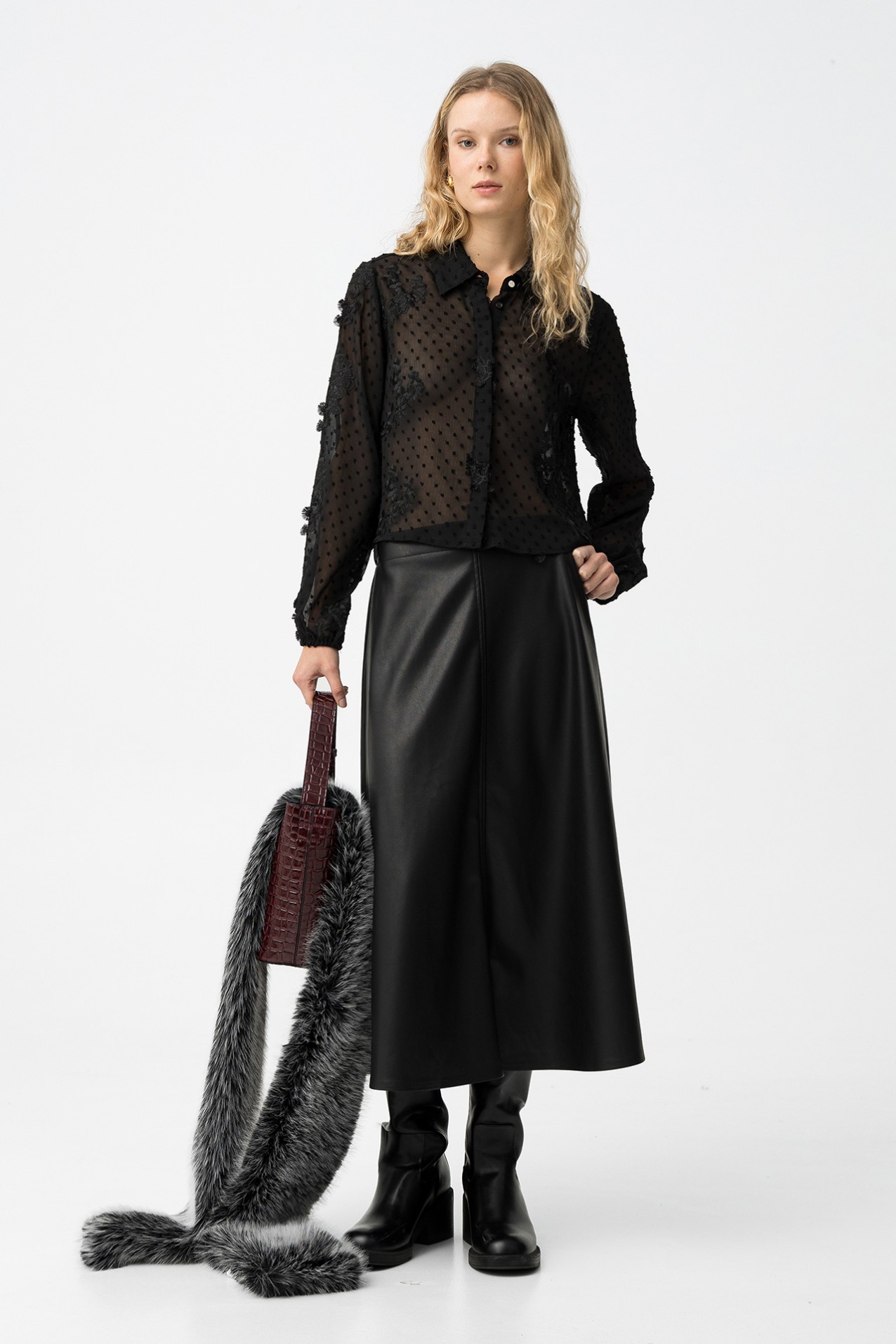 Sheer Black Floral Shirt