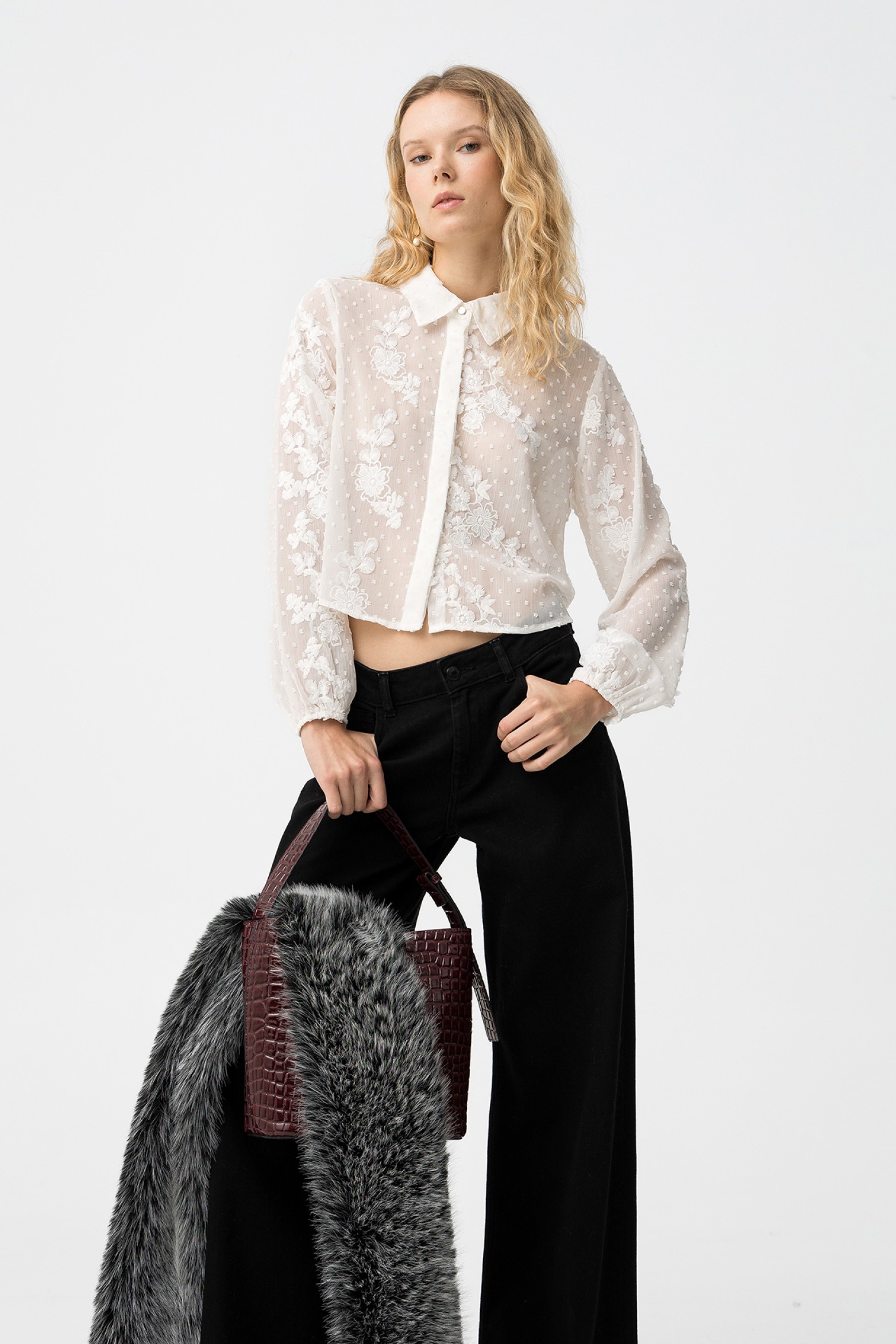 Sheer Floral Long Sleeve Shirt