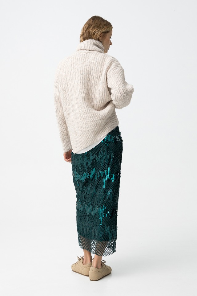 Saia Midi Verde Brilhante Saia Midi Verde Brilhante