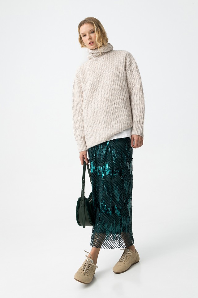 Saia Midi Verde Brilhante