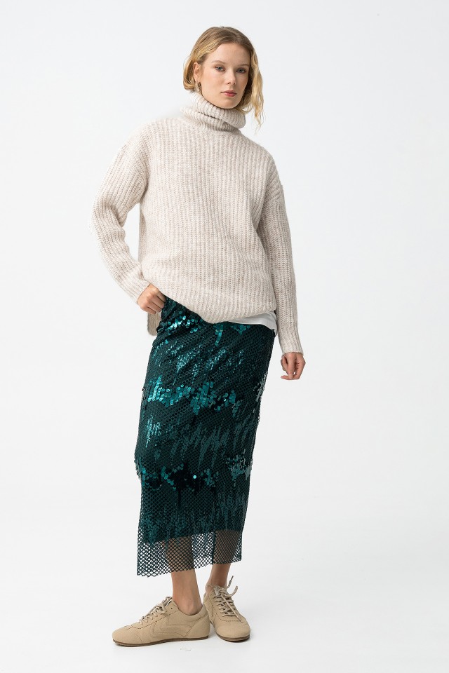 Saia Midi Verde Brilhante