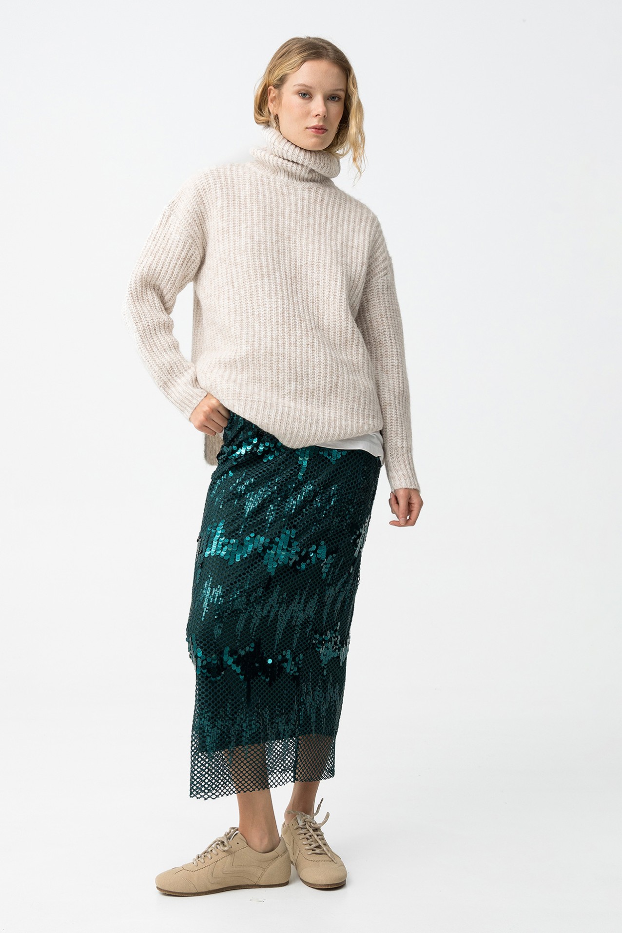 Saia Midi Verde Escuro