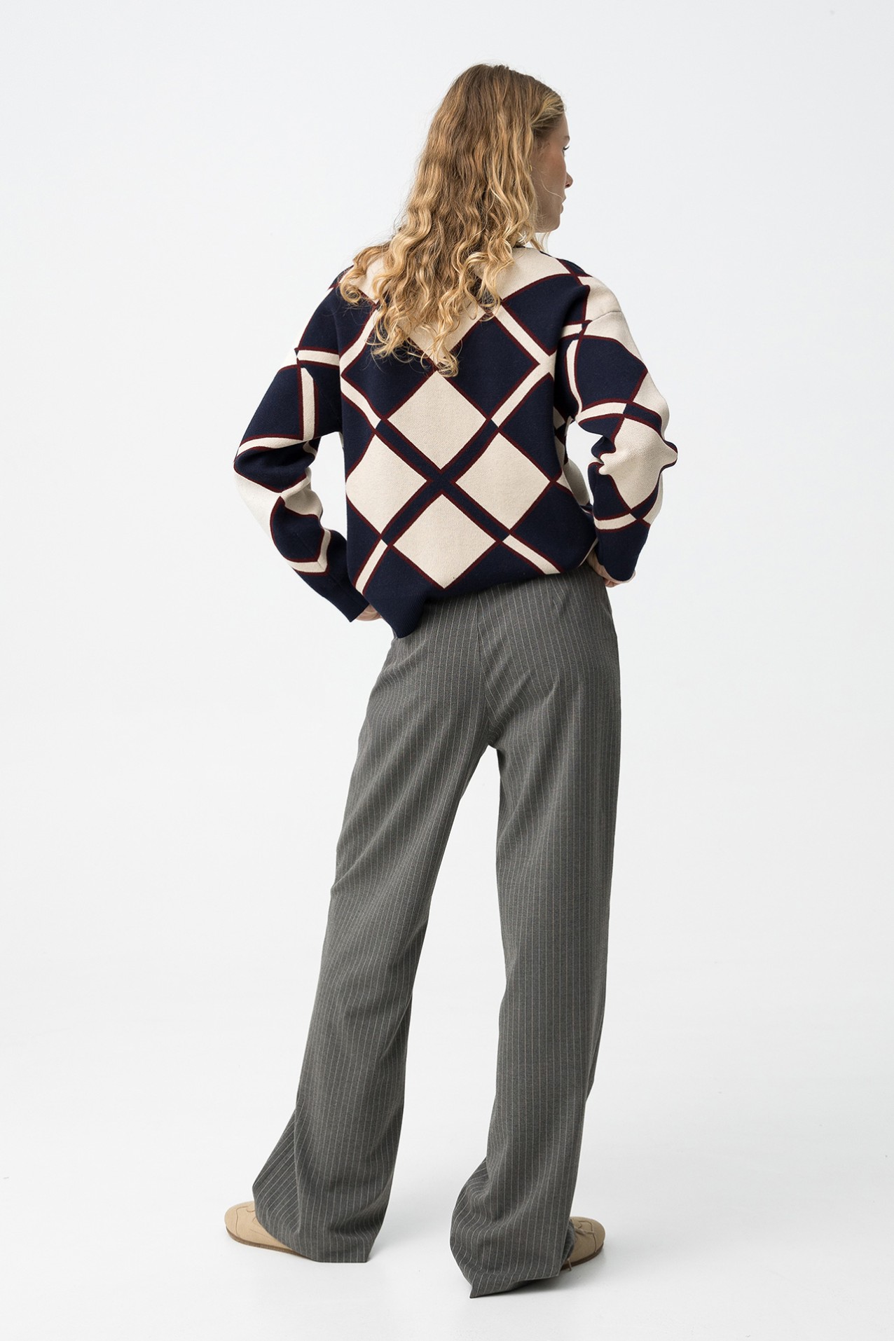 Grey Melange Straight Pants