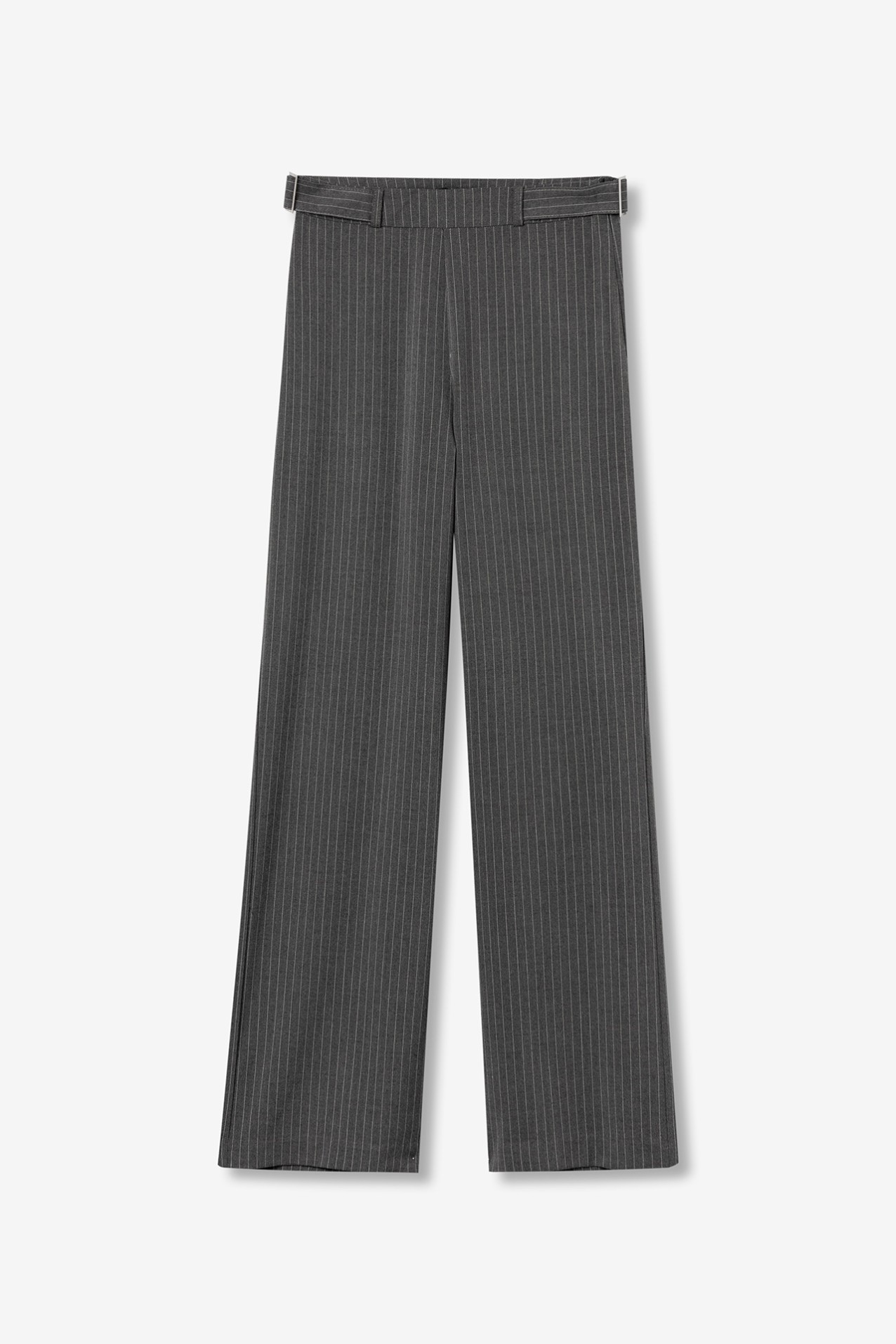 Grey Melange Straight Pants