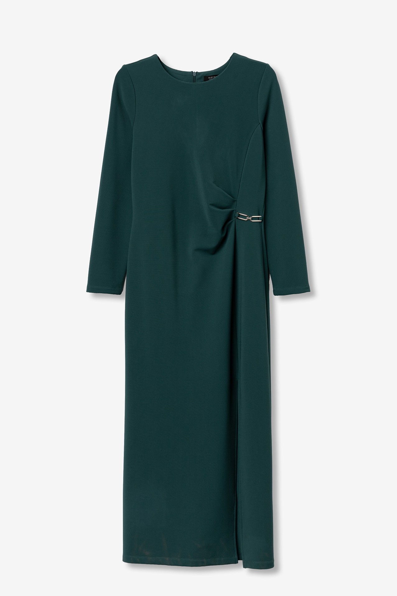 Vestido verde con fenda