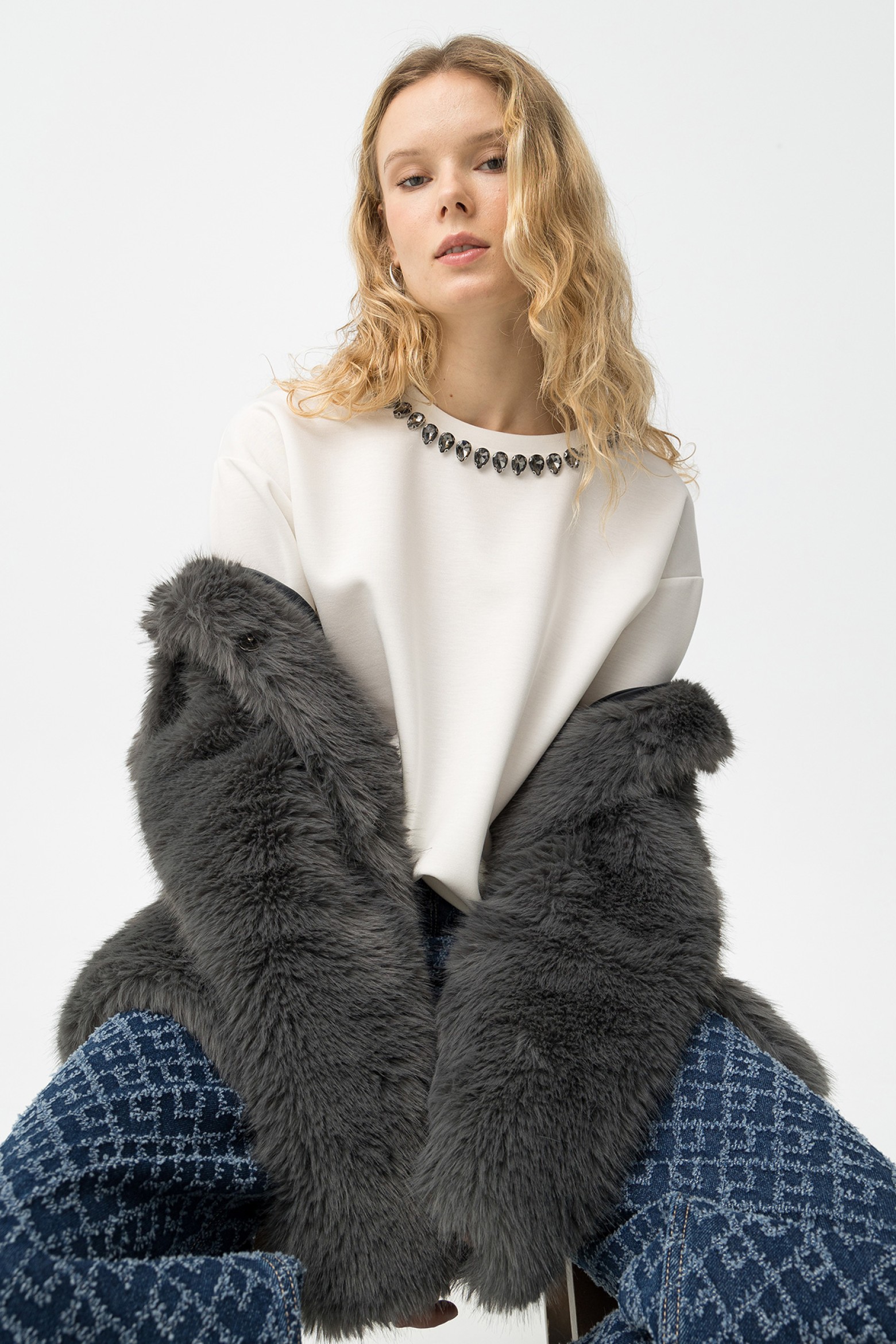 White Sweatshirt with Sparkle