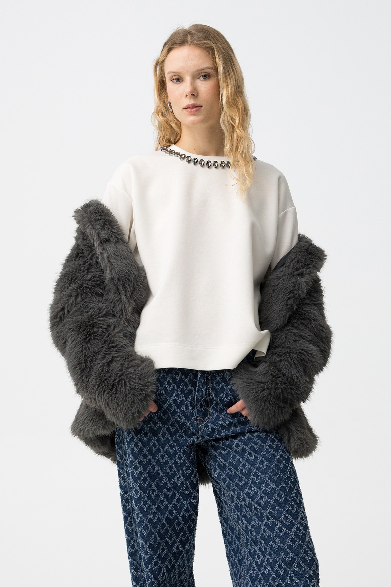 White Sweatshirt with Sparkle