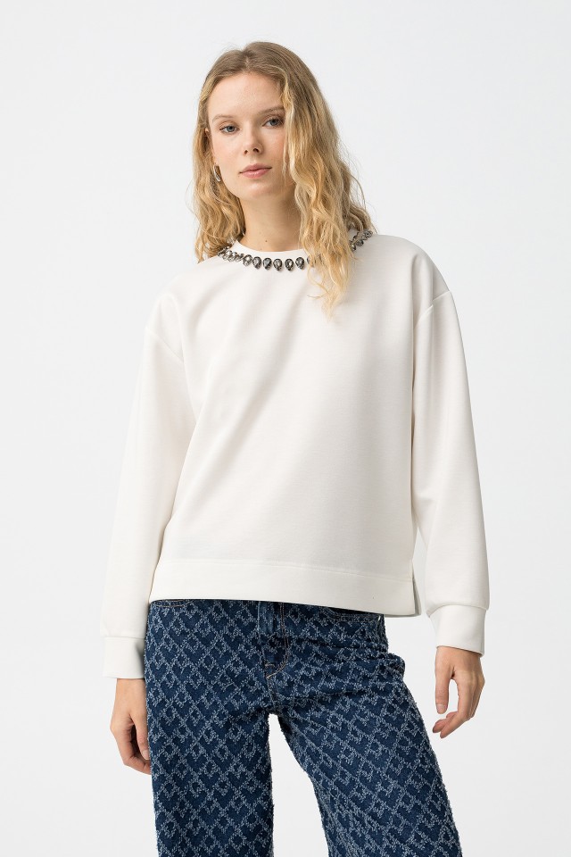Sweatshirt com Detalhe Brilhante Sweatshirt com Detalhe Brilhante