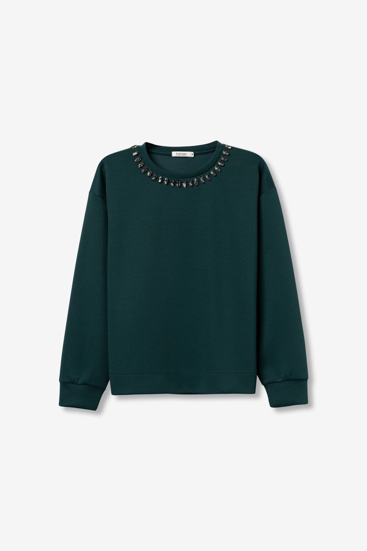 Sudadera verde con piedras