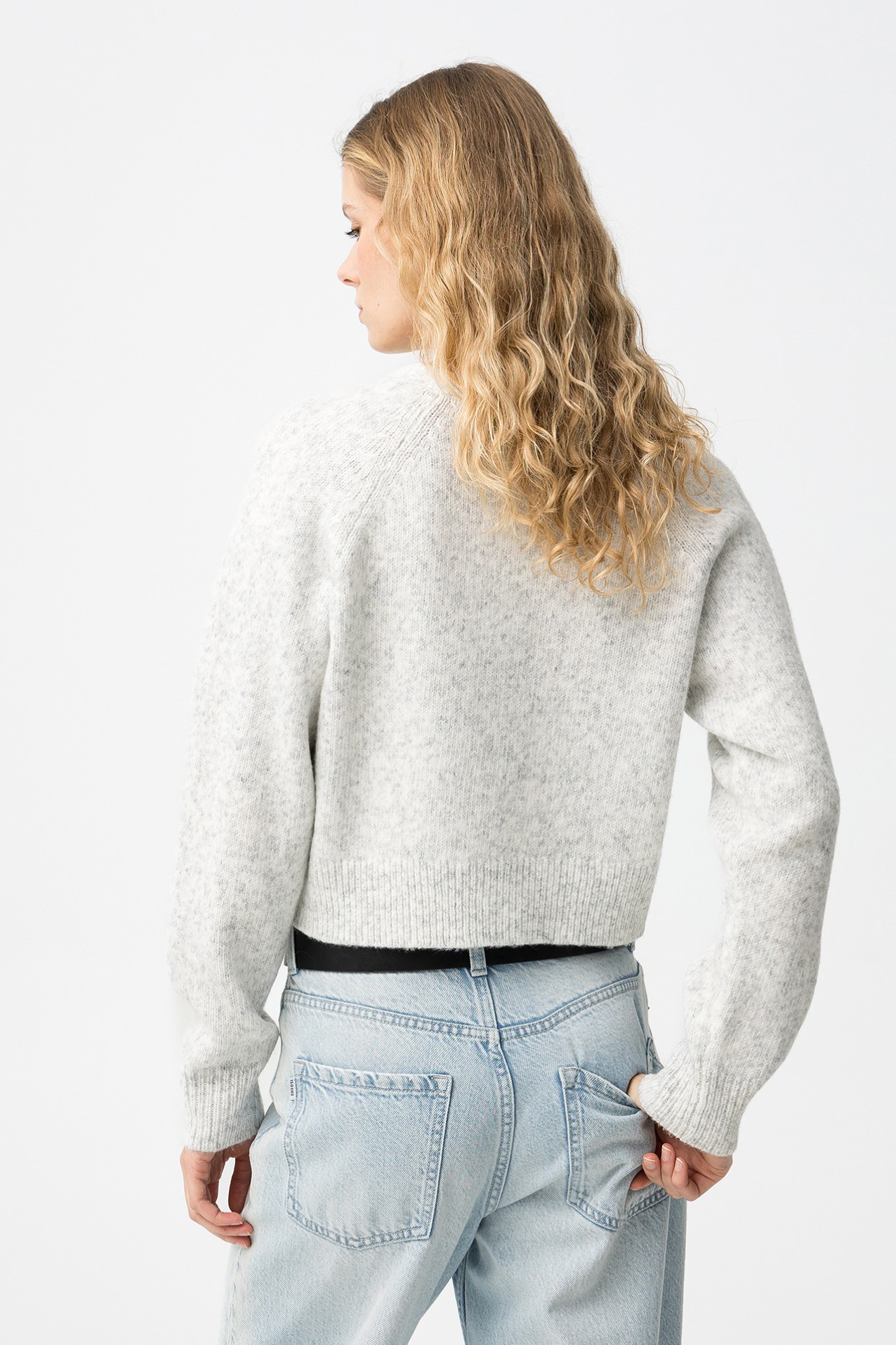 Cropped Grey Melange Cardigan