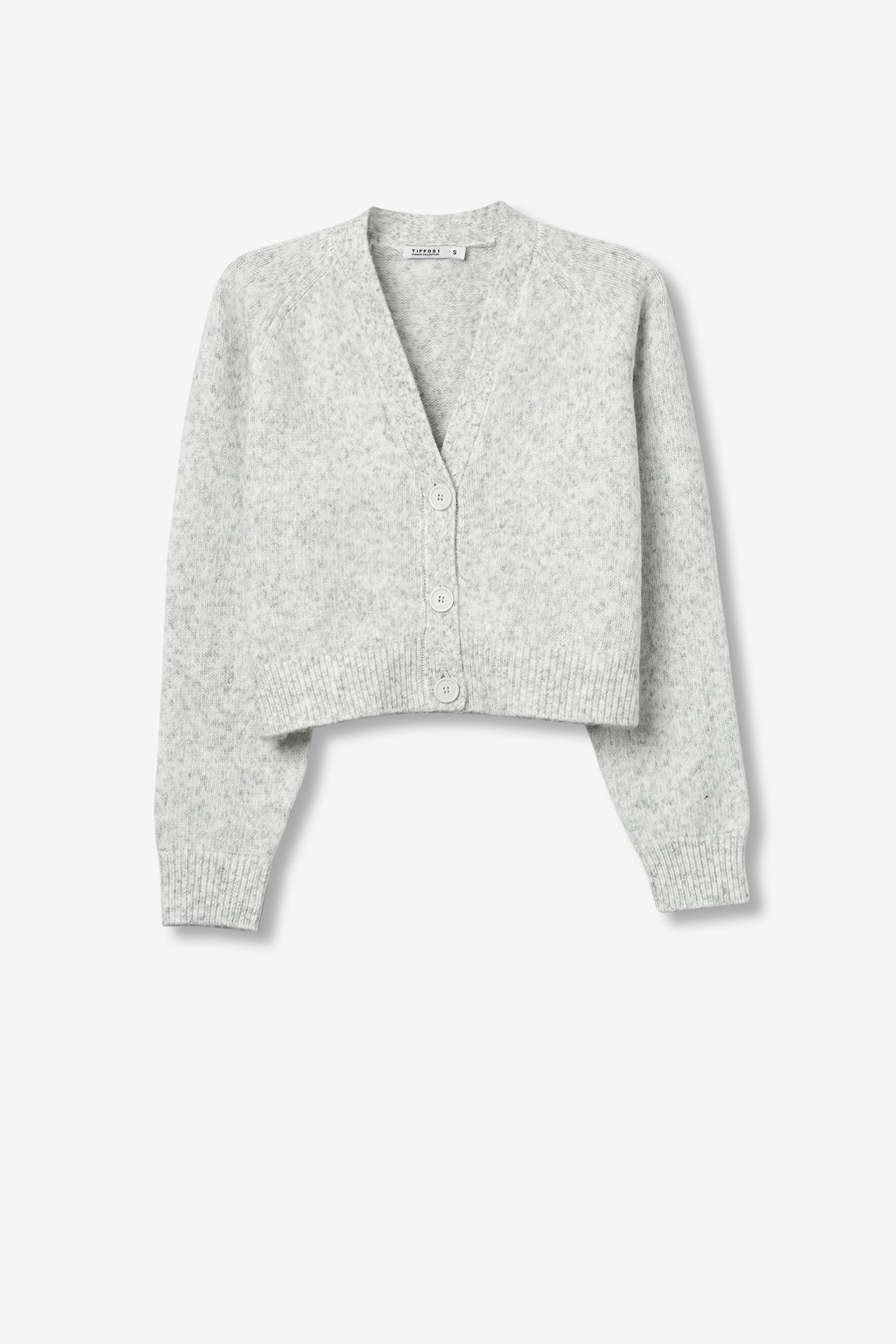 Cropped Grey Melange Cardigan