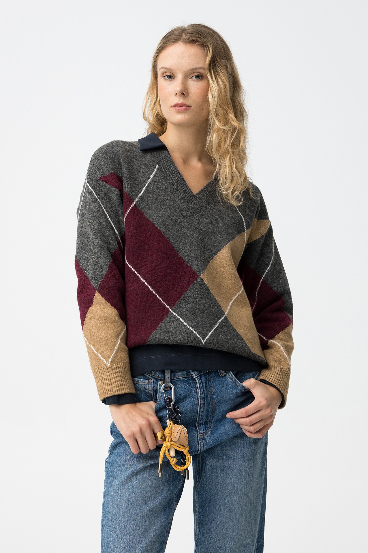 Gray Argyle Sweater