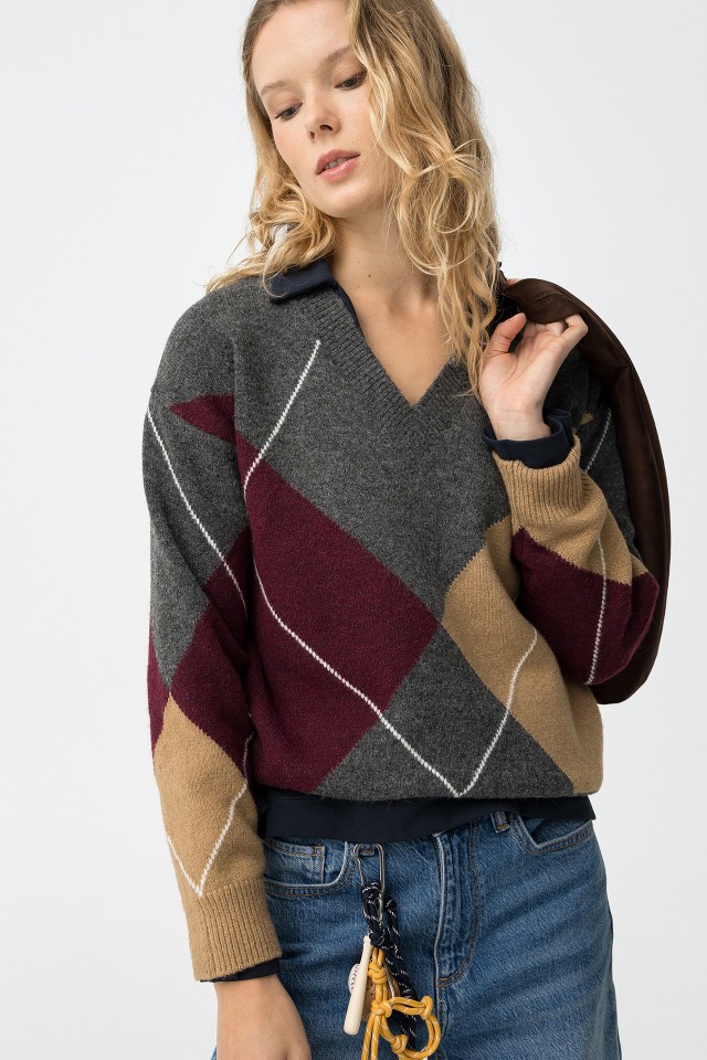 Gray Argyle Sweater