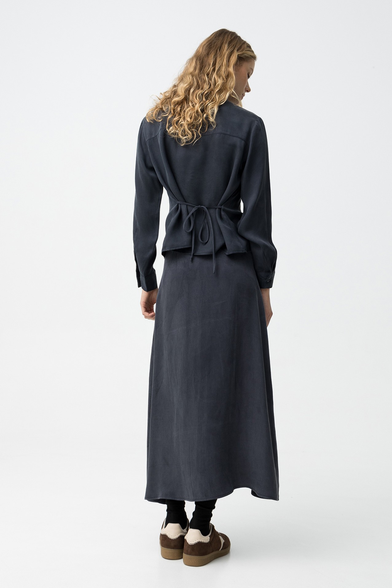 Saia Midi Azul Escuro