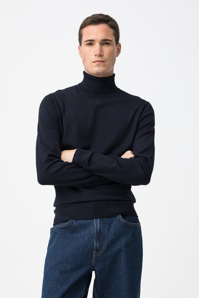 Navy Slim Knit Sweater