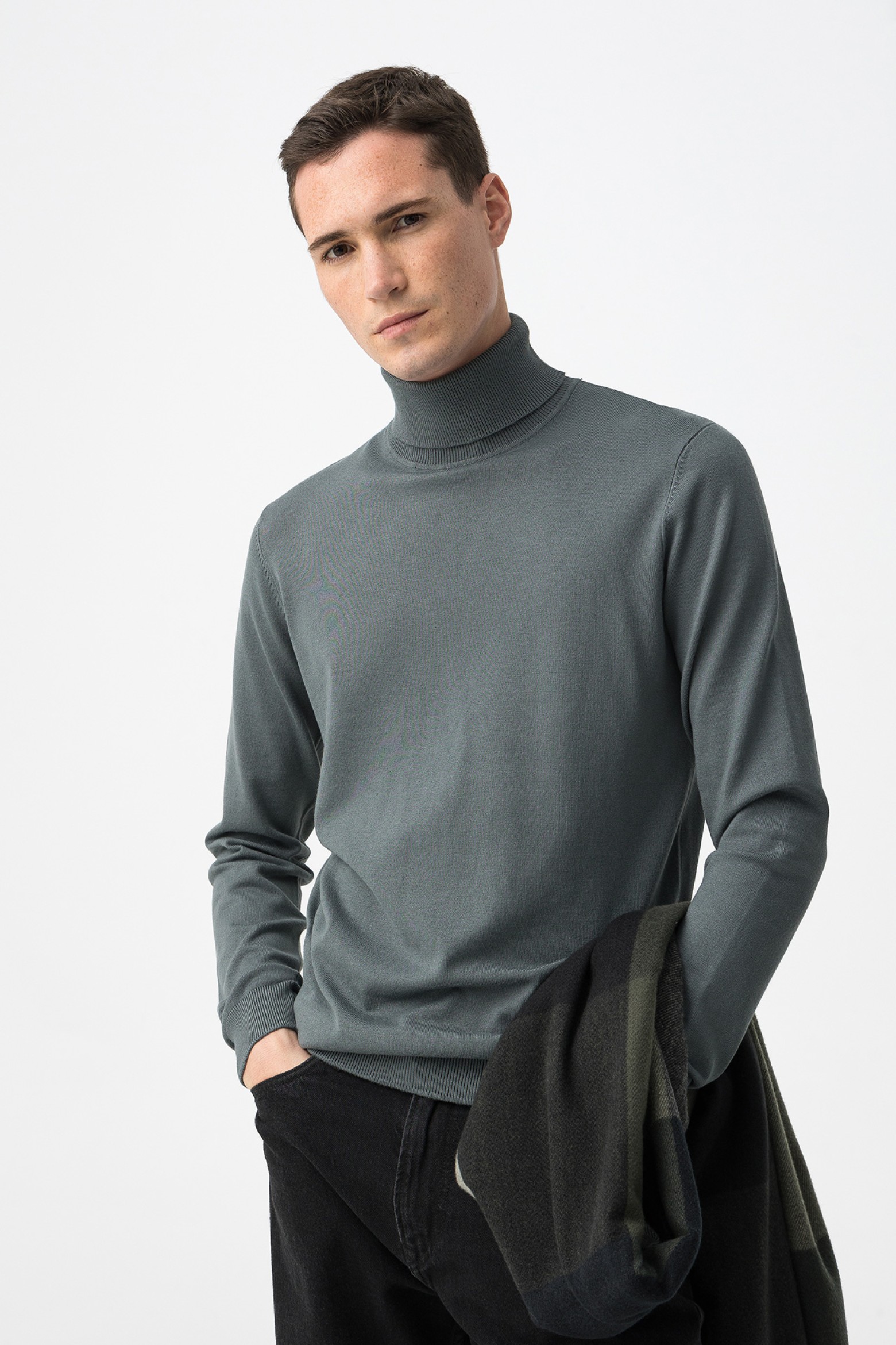 Green Slim Knit Sweater