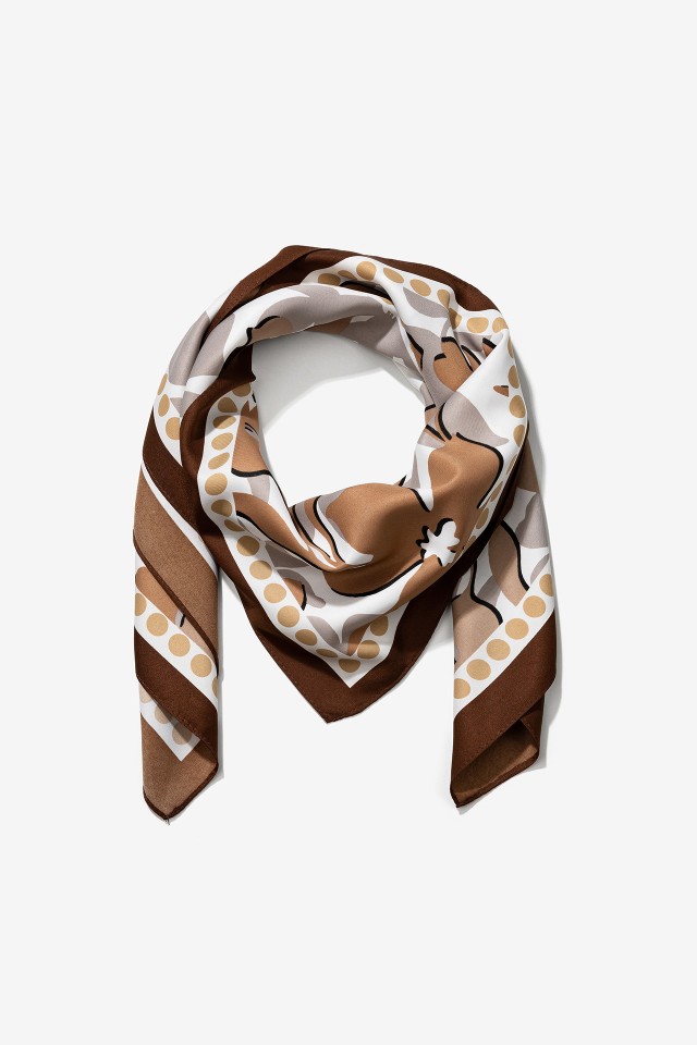 Beige Patterned Scarf