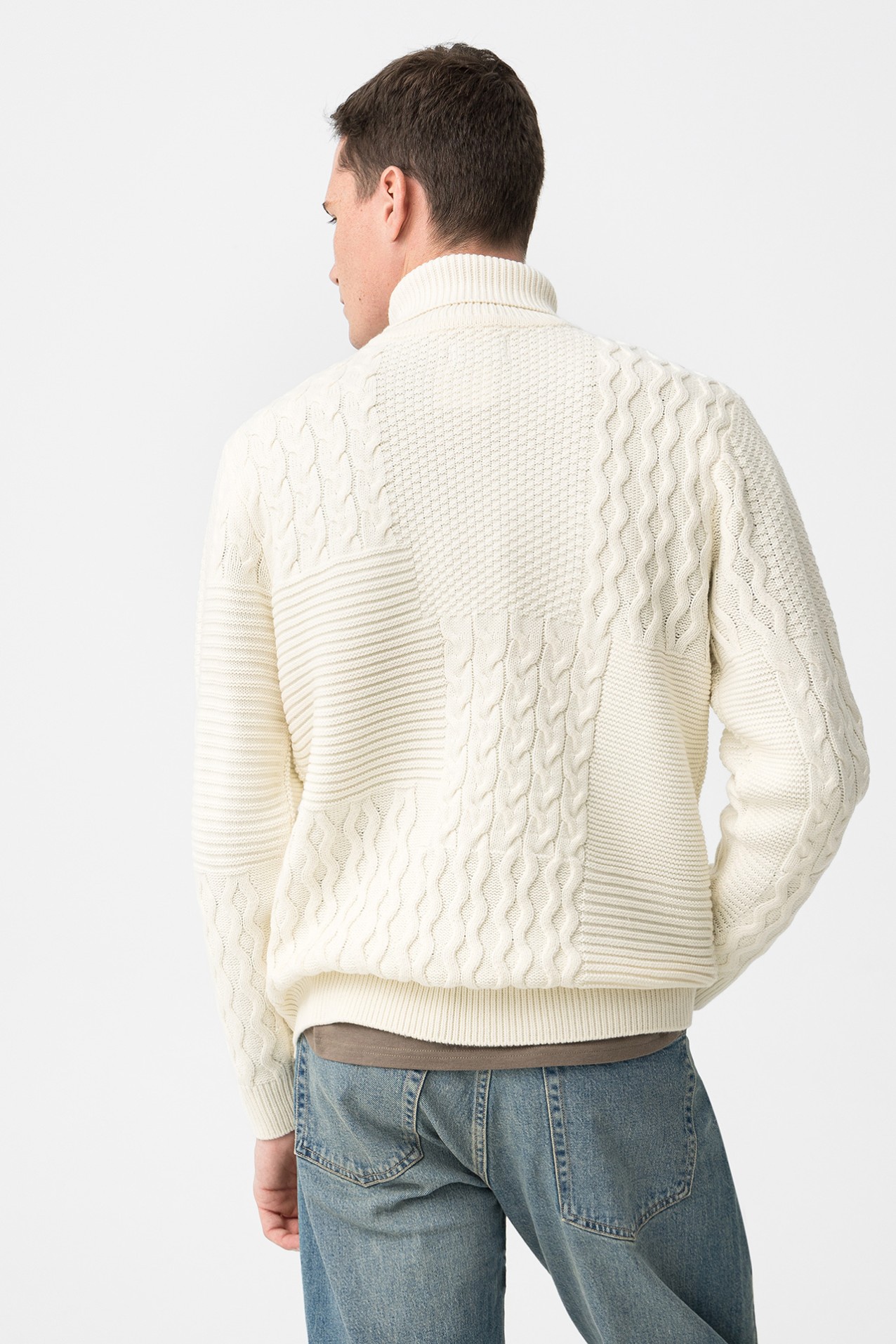 Beige Textured Knit Sweater