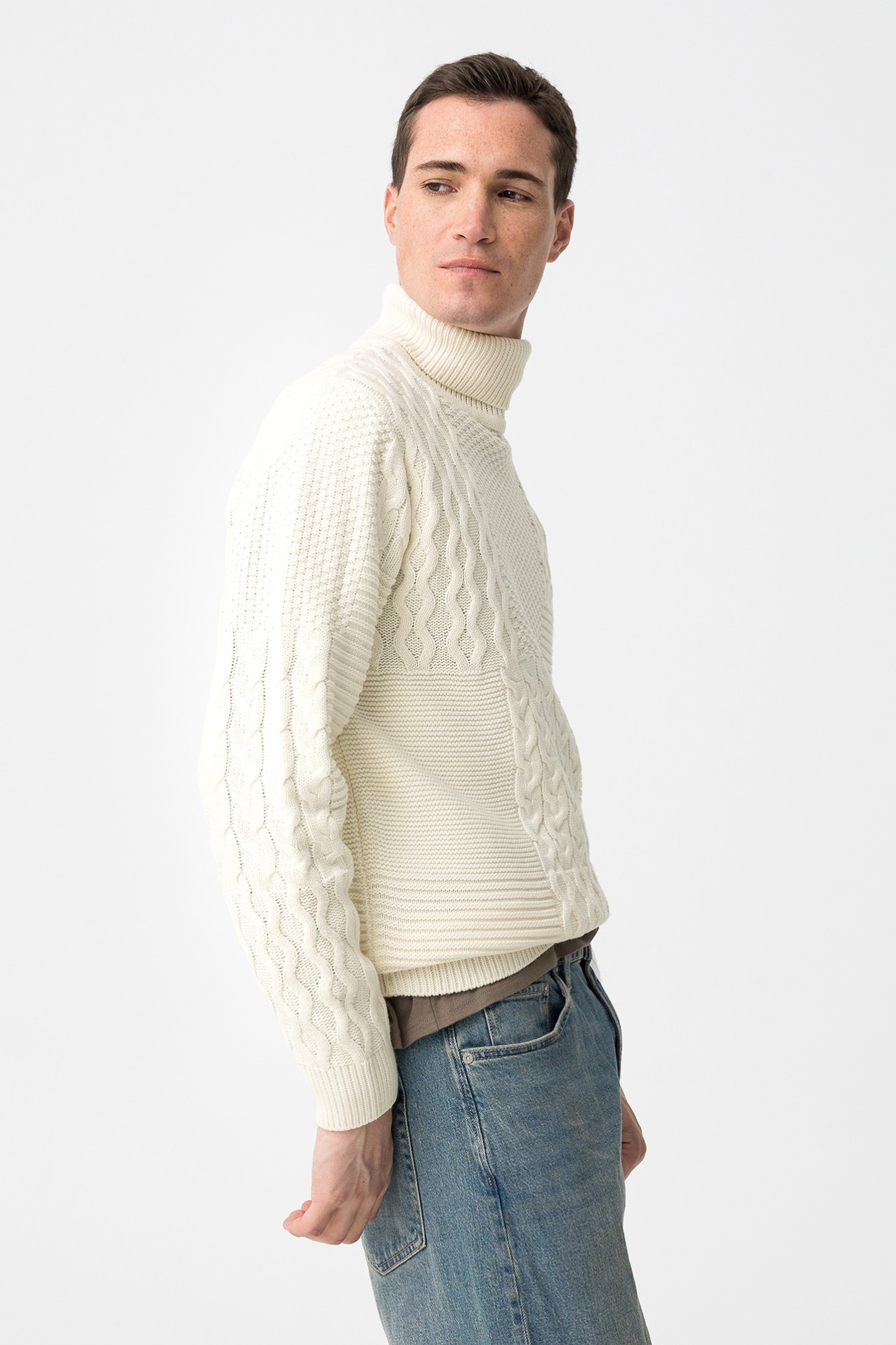 Beige Textured Knit Sweater