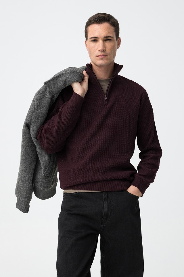 Camisola de tricot burdeos