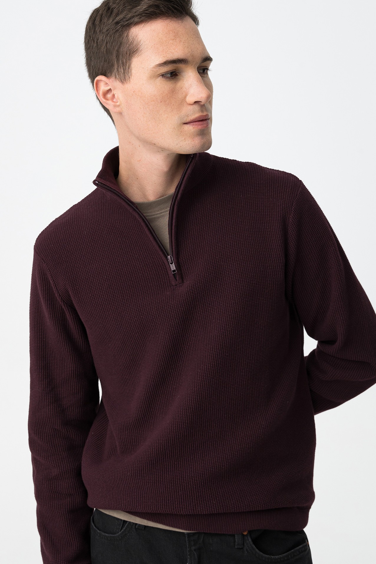 Camisola de tricot burdeos