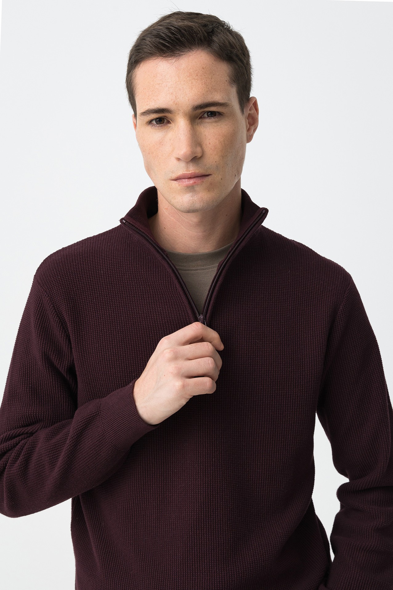 Camisola de tricot burdeos