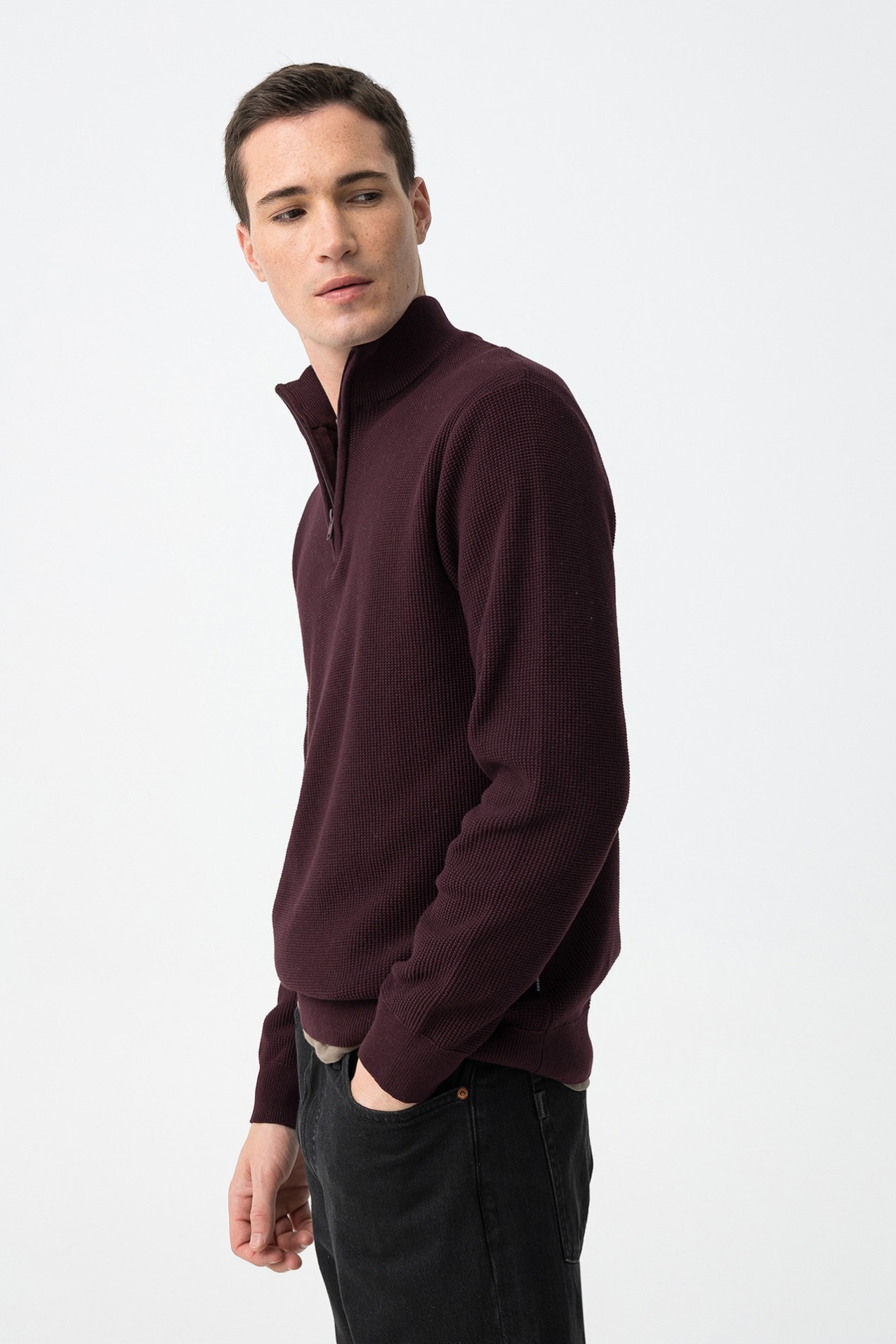 Camisola de tricot burdeos