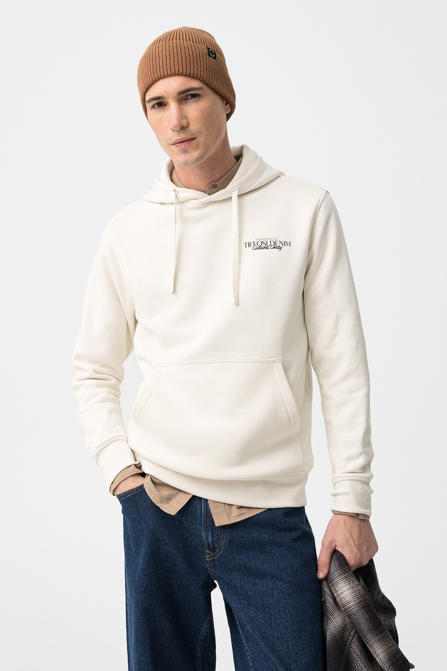 Hoodie beige con capucha