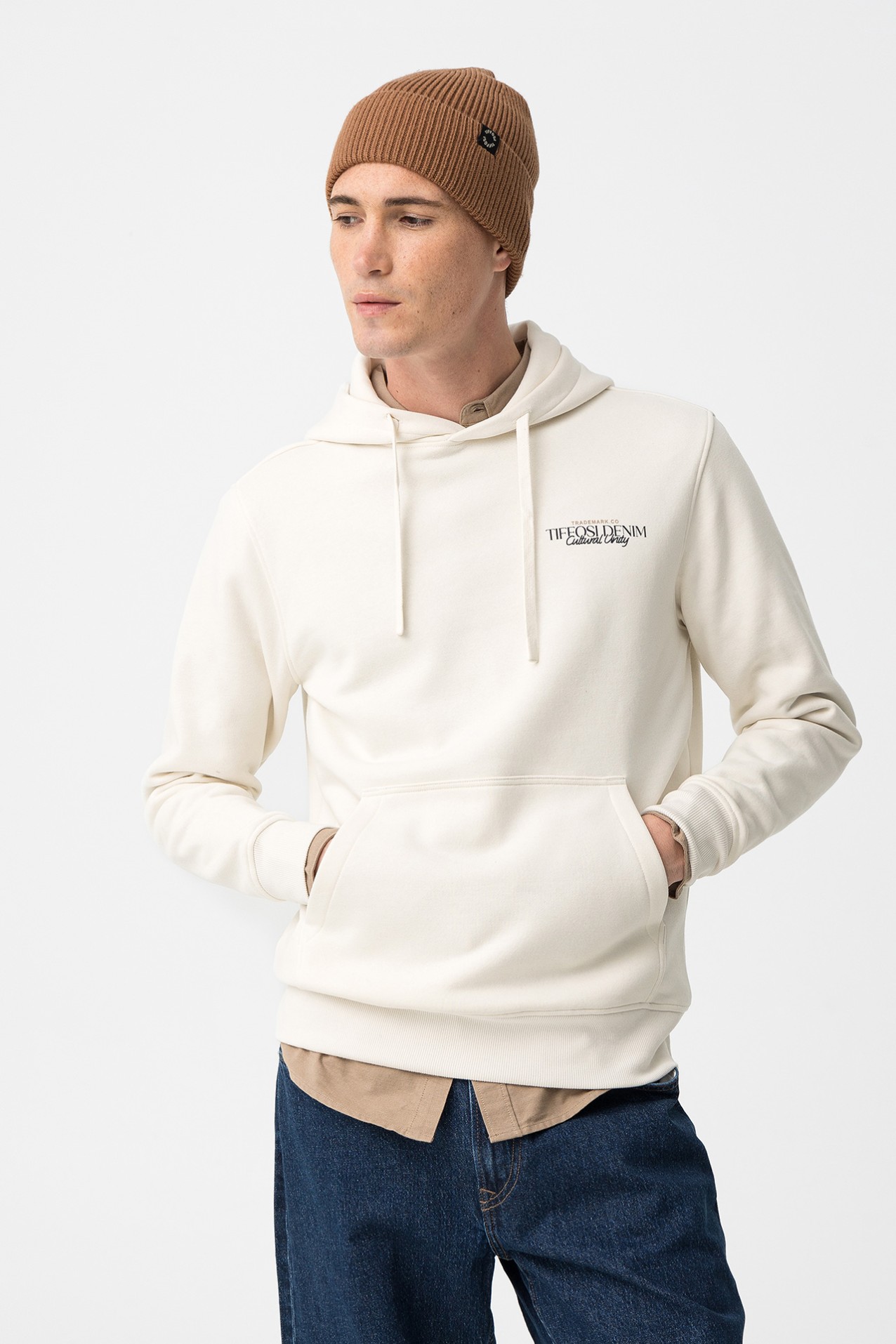 Hoodie beige con capucha