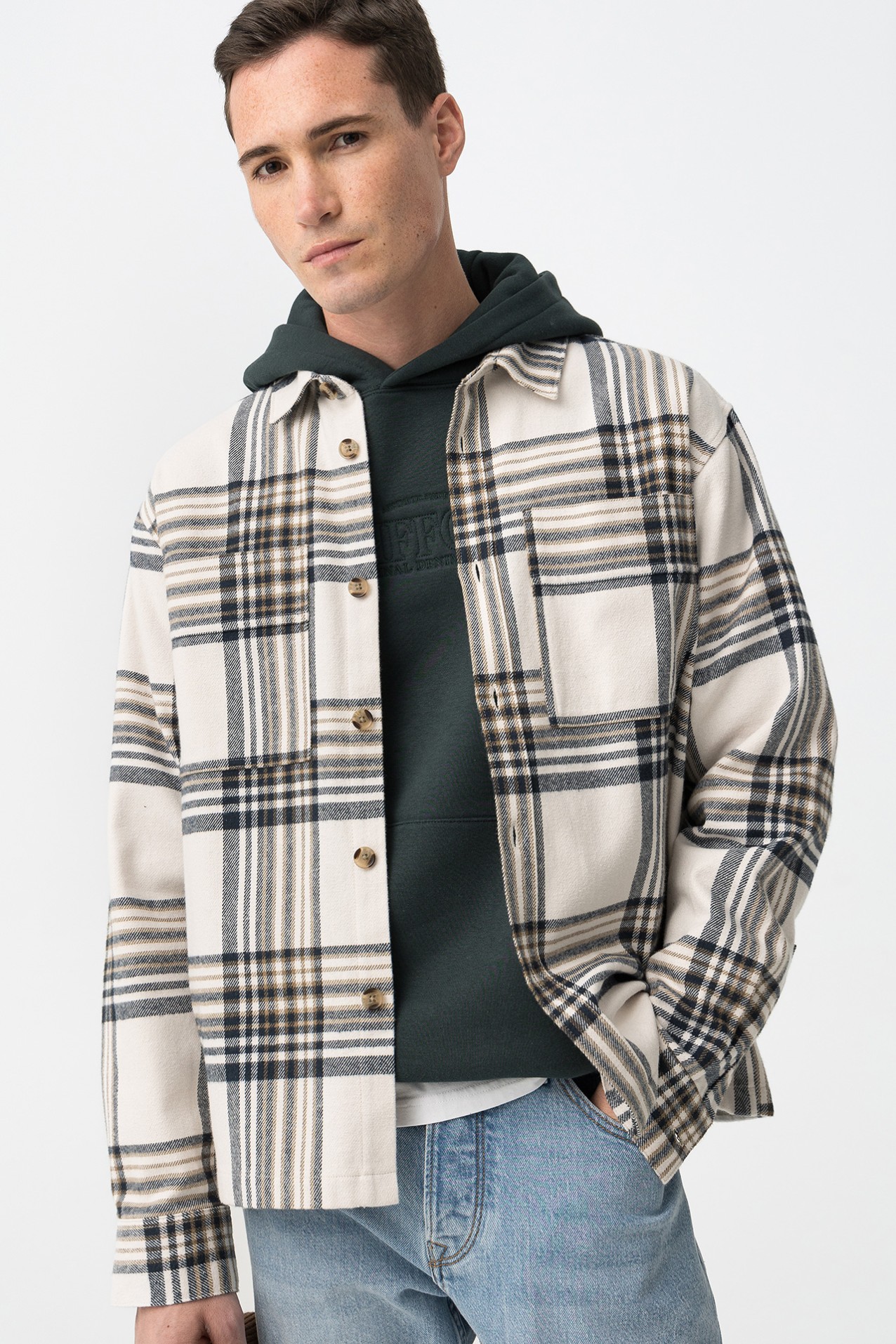 Camisa Oversize Xadrez Bege