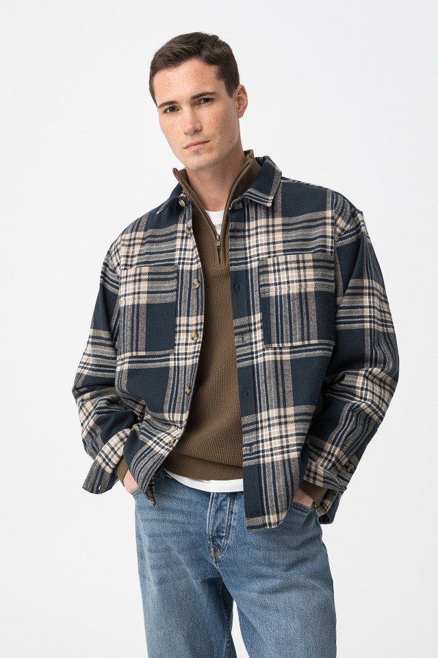 Camisa Oversize Xadrez Azul