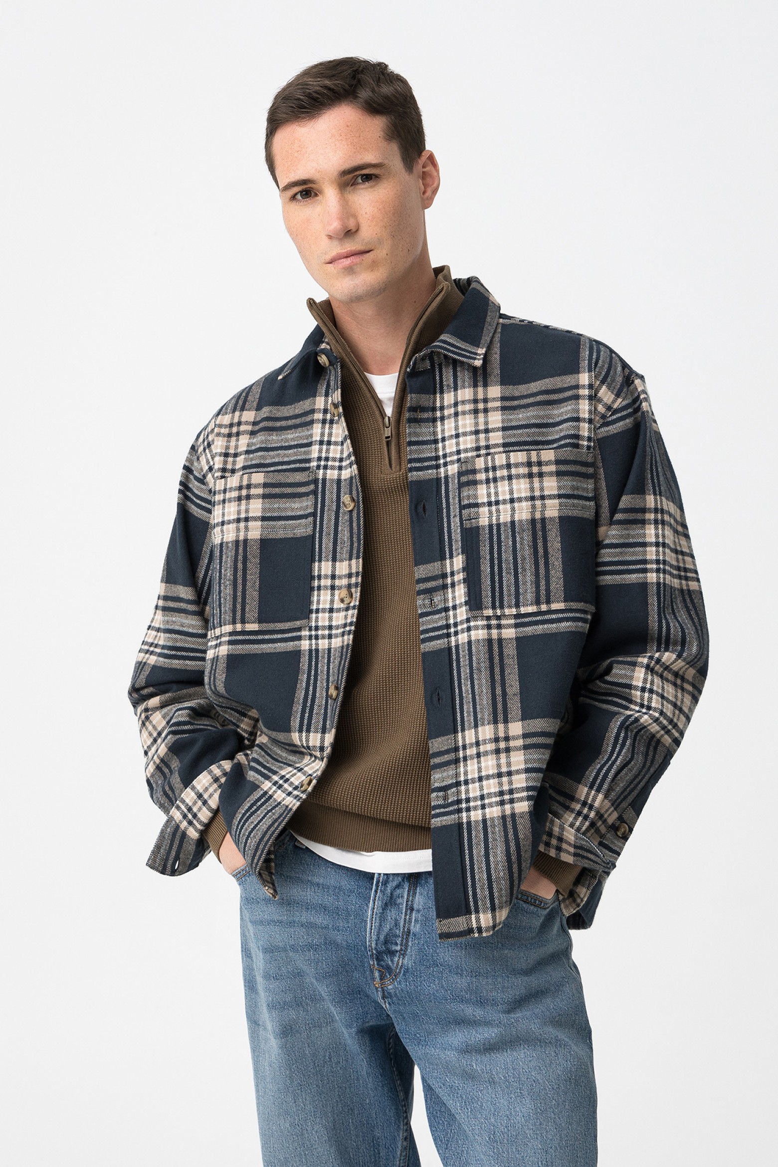 Camisa Oversize Xadrez Azul