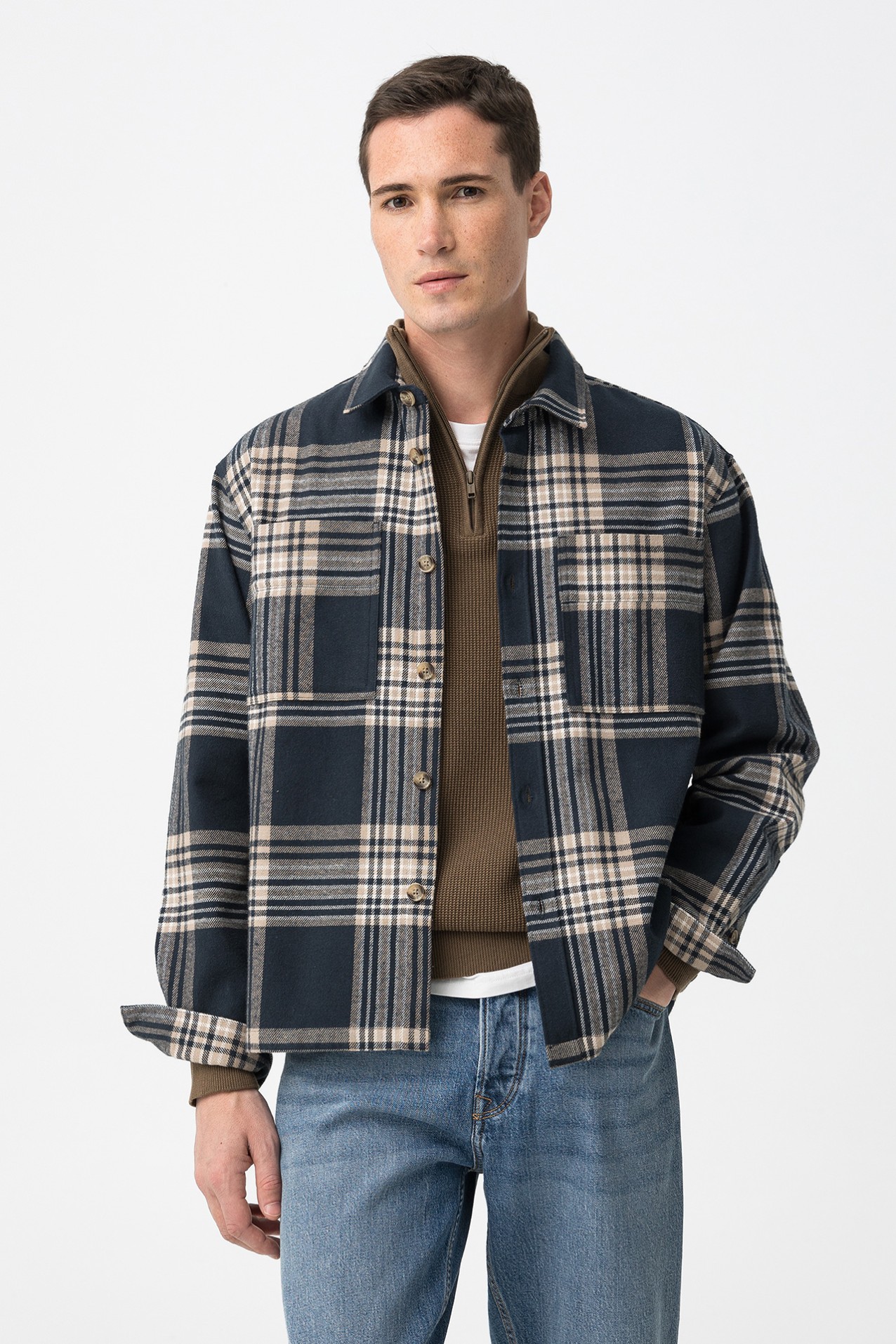 Camisa Oversize Xadrez Azul