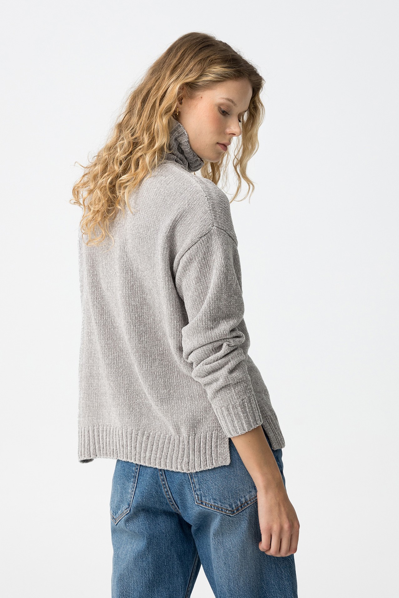 Grey Melange Knit Sweater