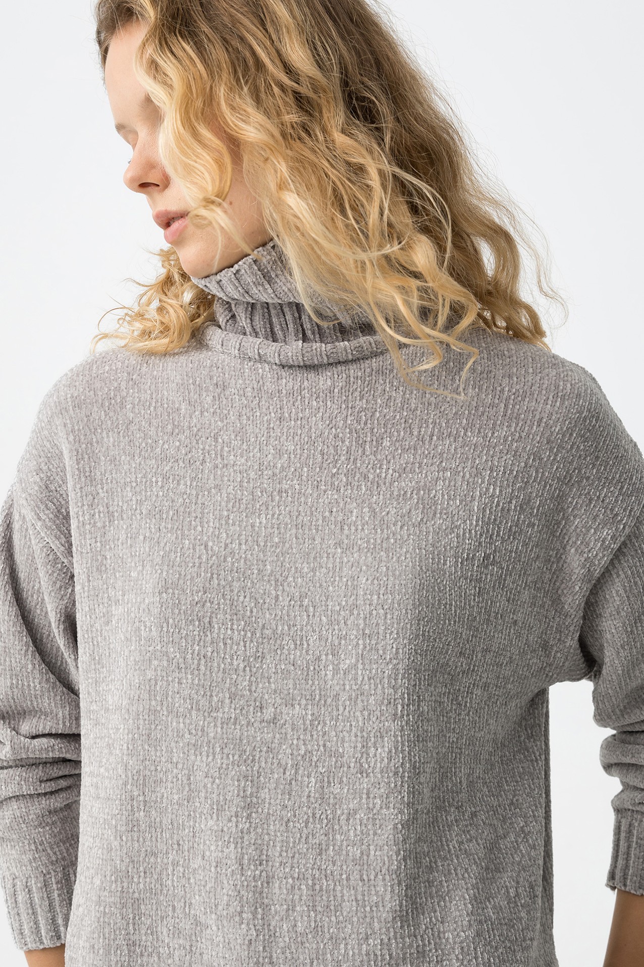 Grey Melange Knit Sweater