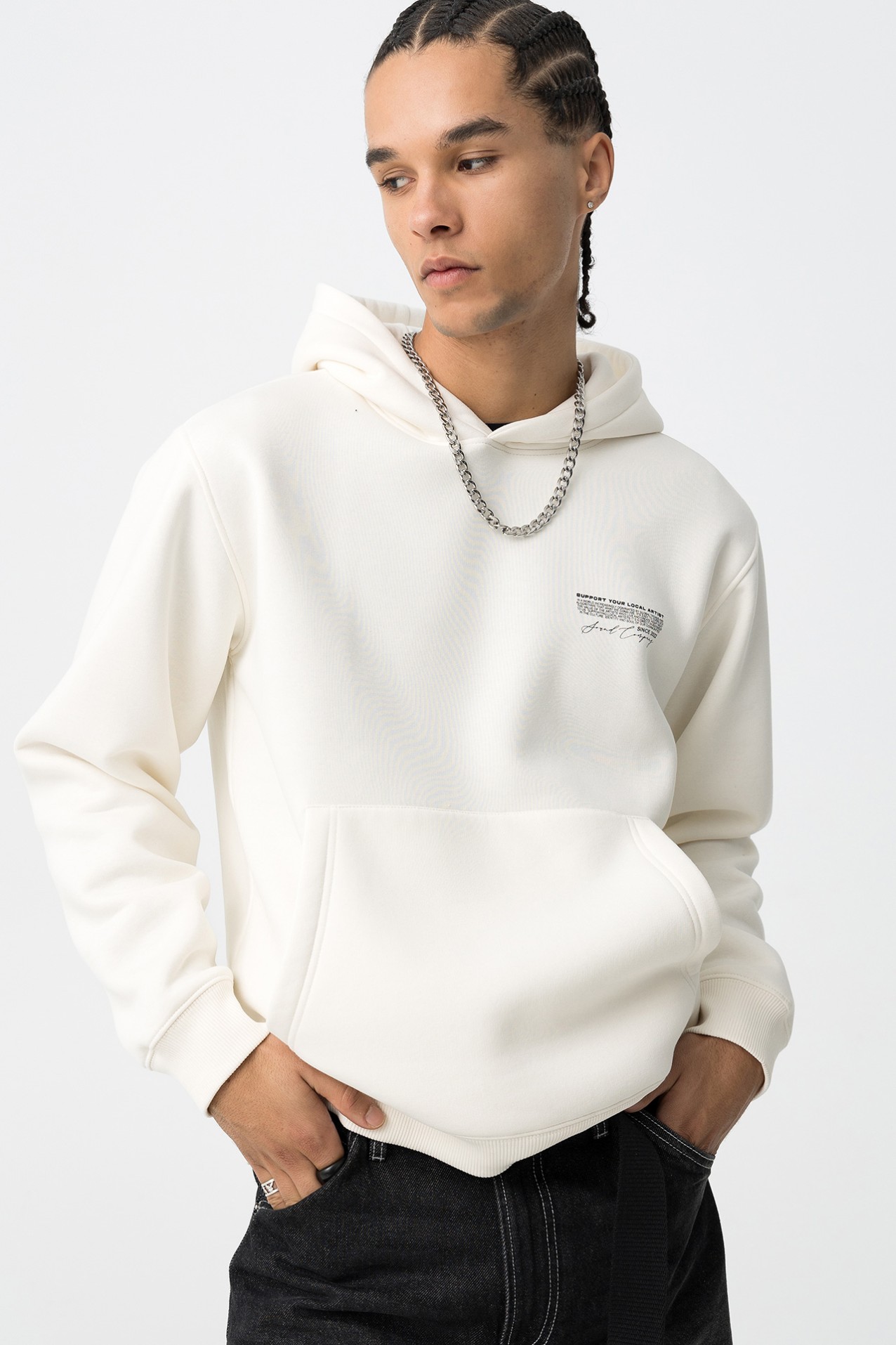 Hoodie Bege com Estampa