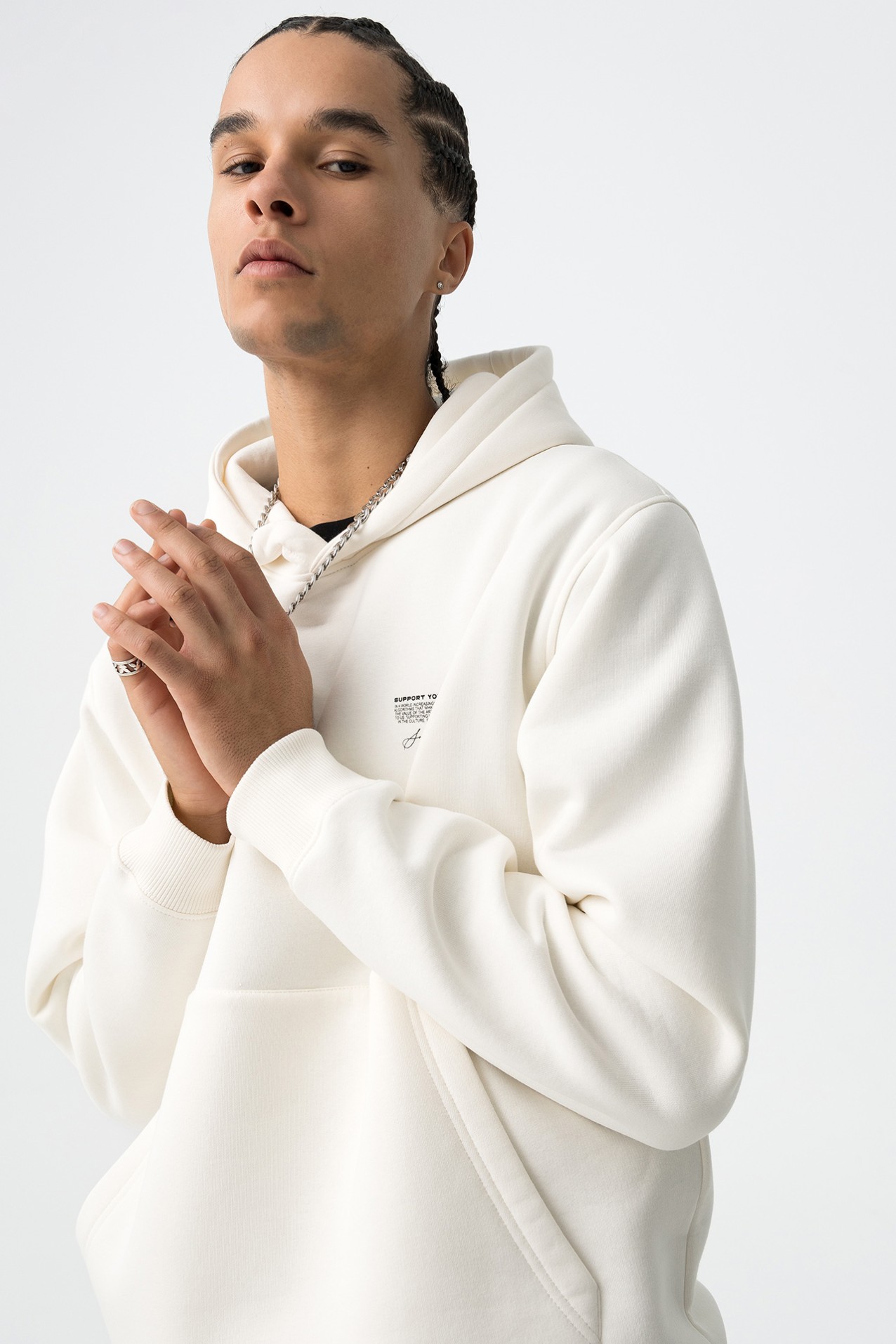 Hoodie Bege com Estampa